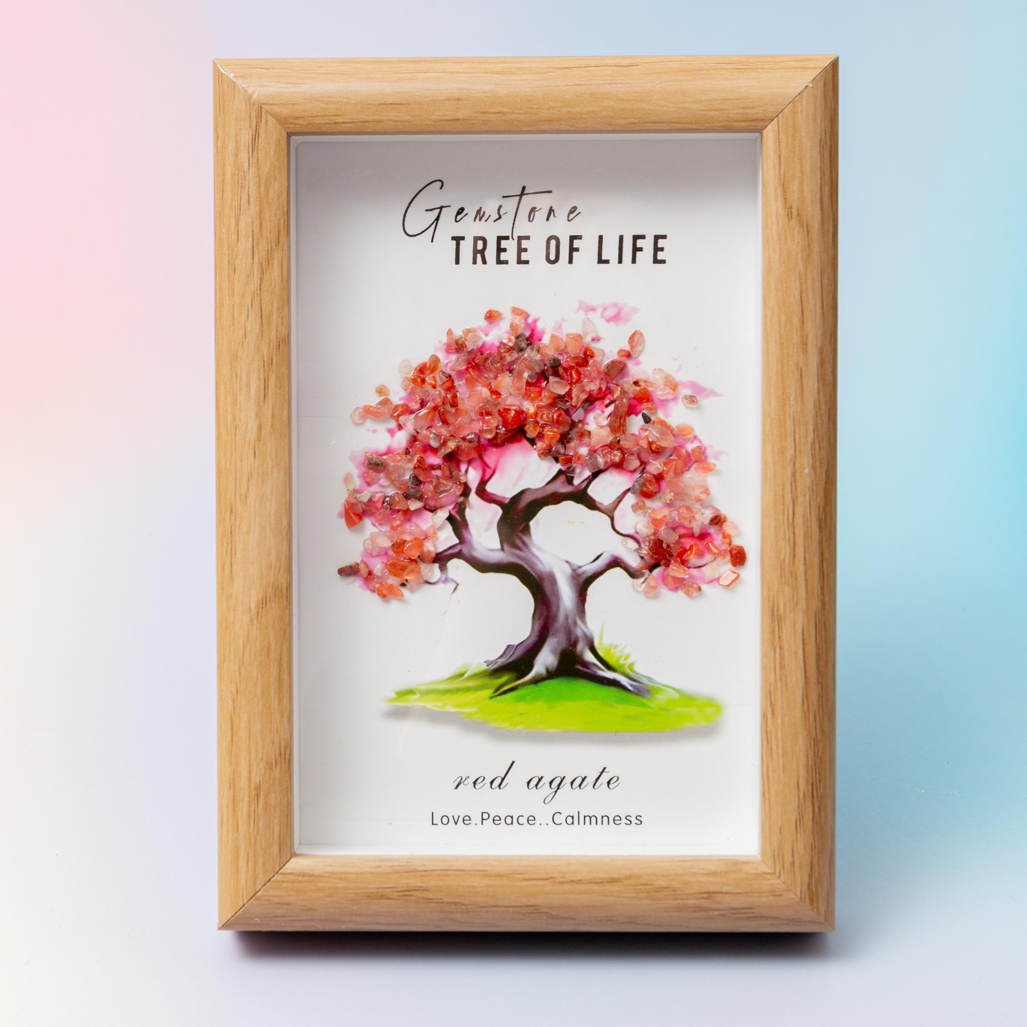 Red Agate Crystal Tree in Frame – 12×17cm