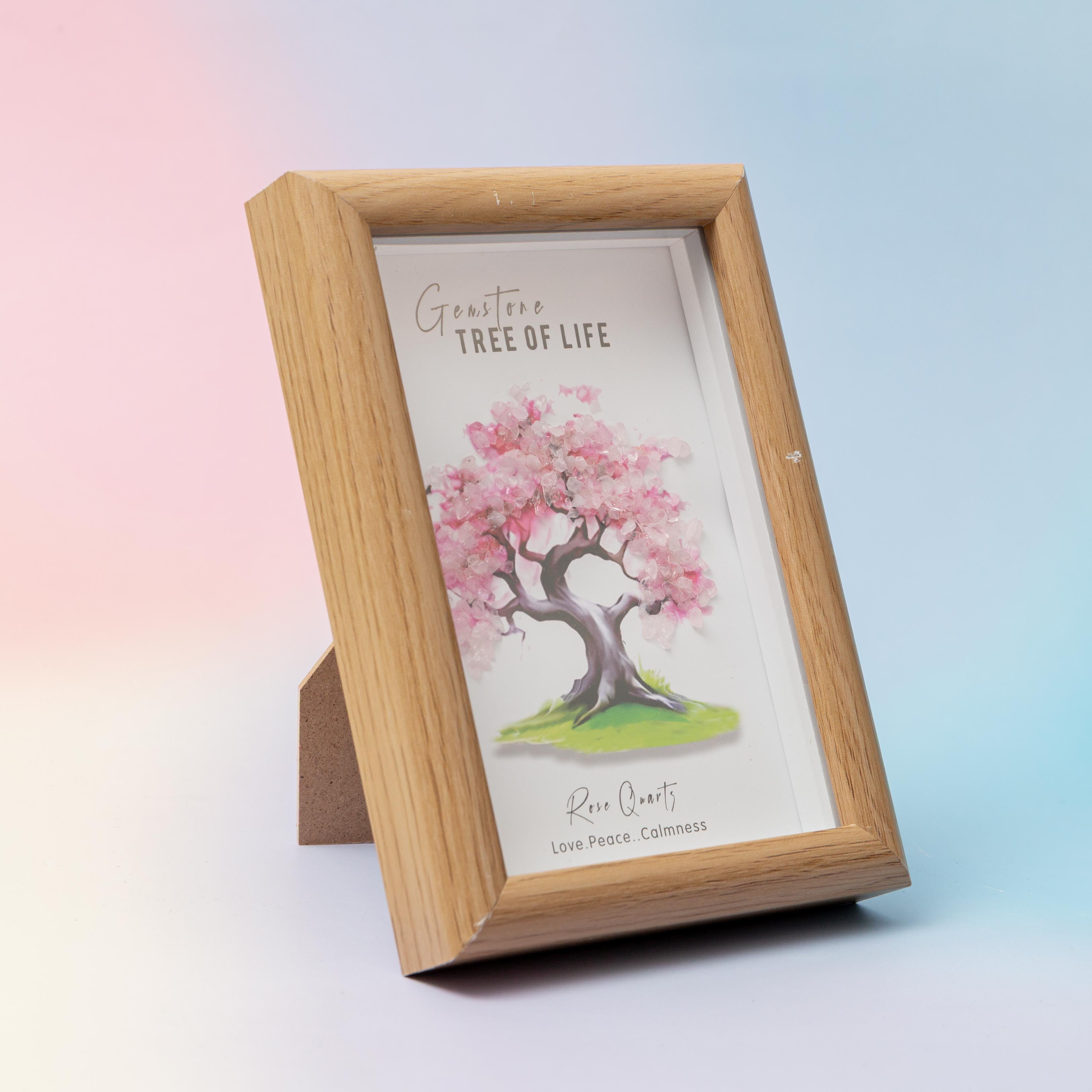 Rose Quartz Crystal Tree in Frame – 12×17cm