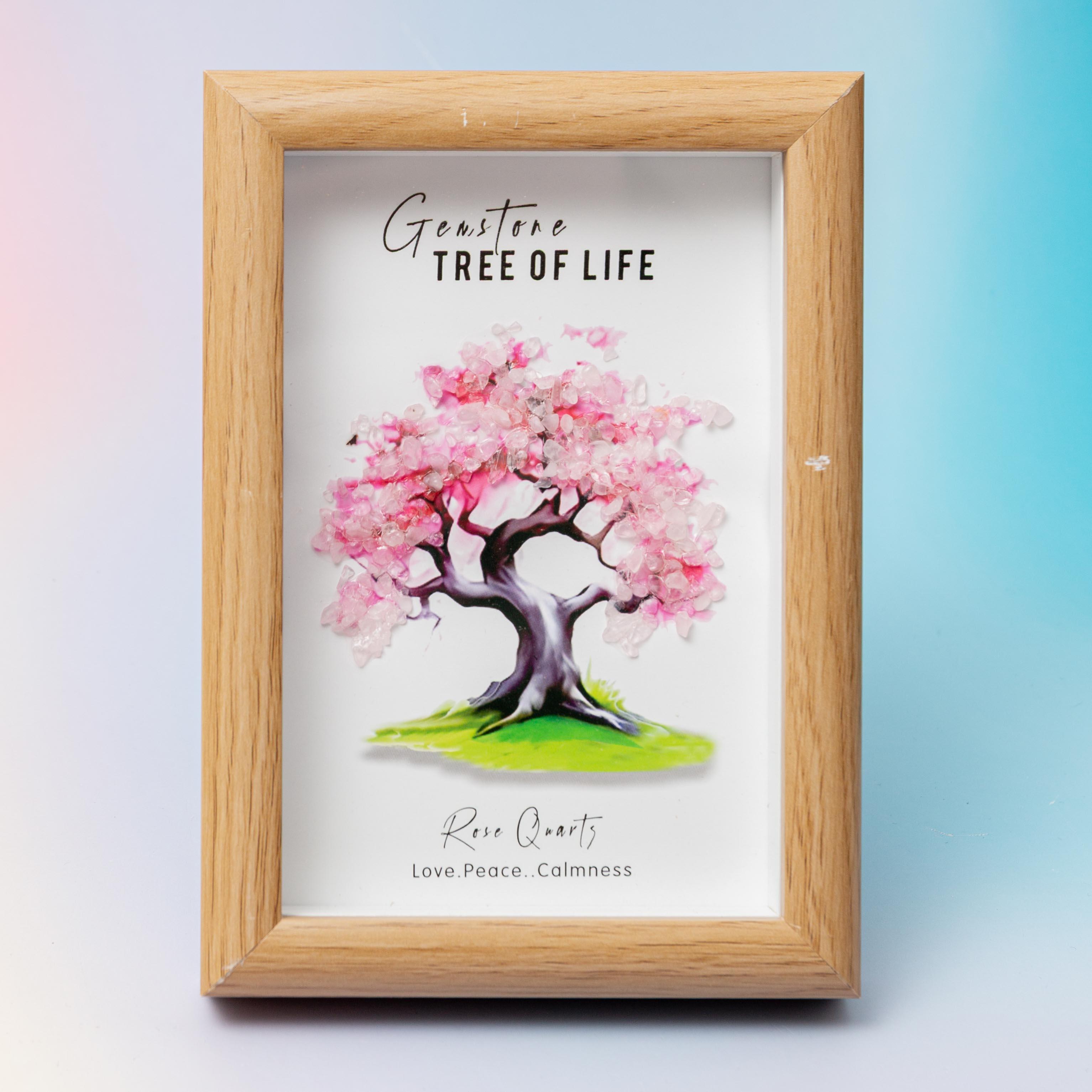 Rose Quartz Crystal Tree in Frame – 12×17cm