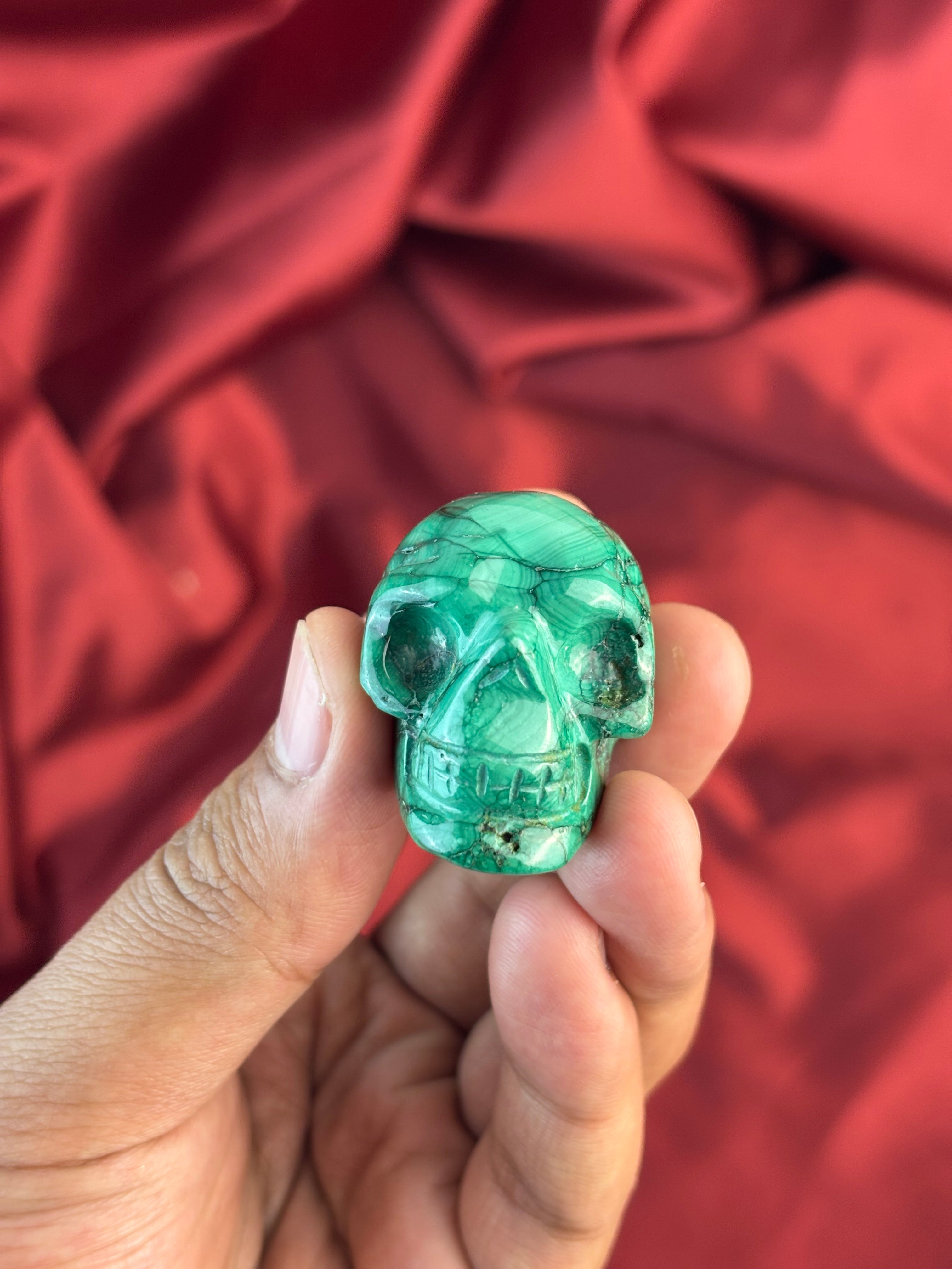 Mini Malachit koponya 58gr