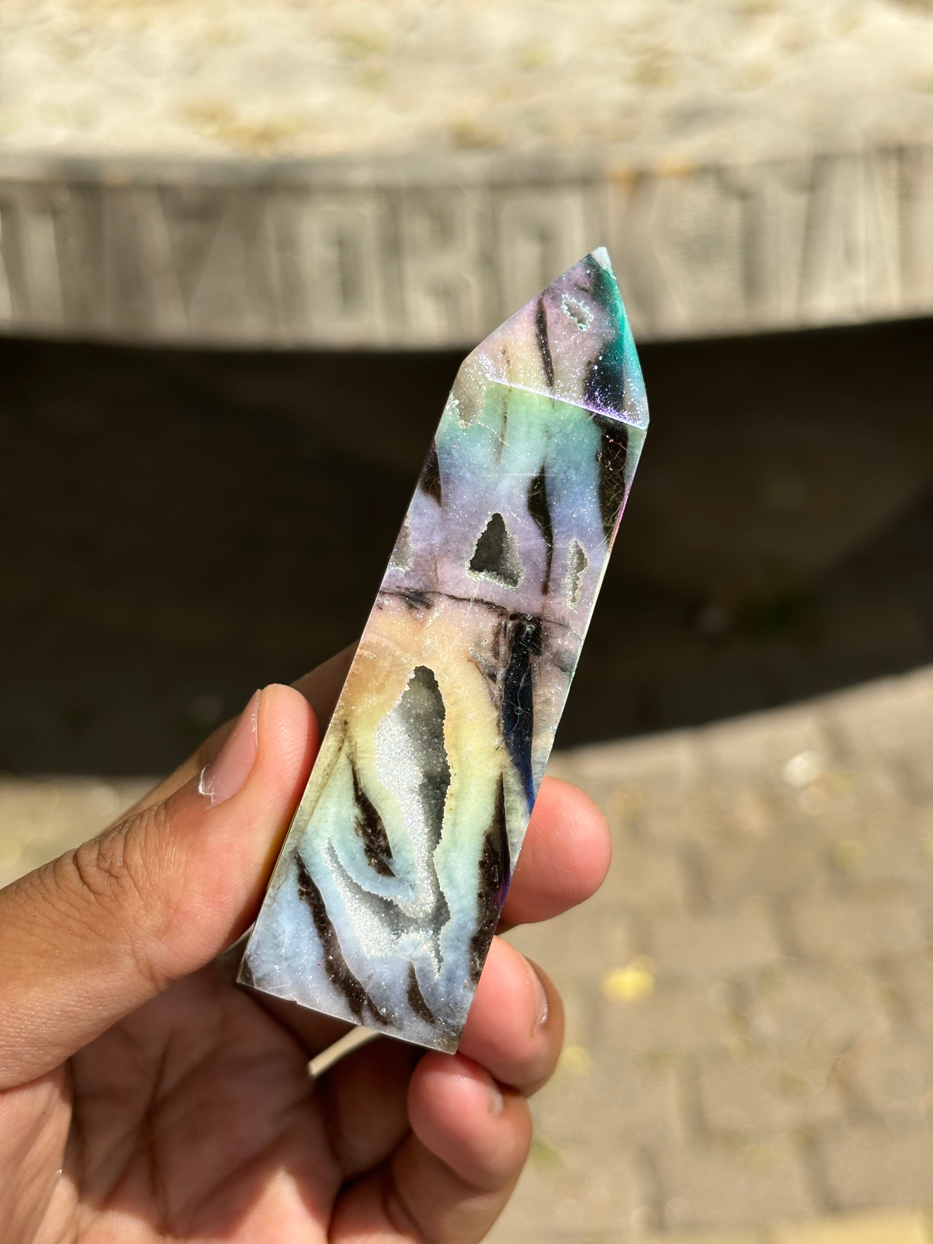 Sphalerite Quartz Aura / Szfalerit kvarc aura Torony (8-9cm)