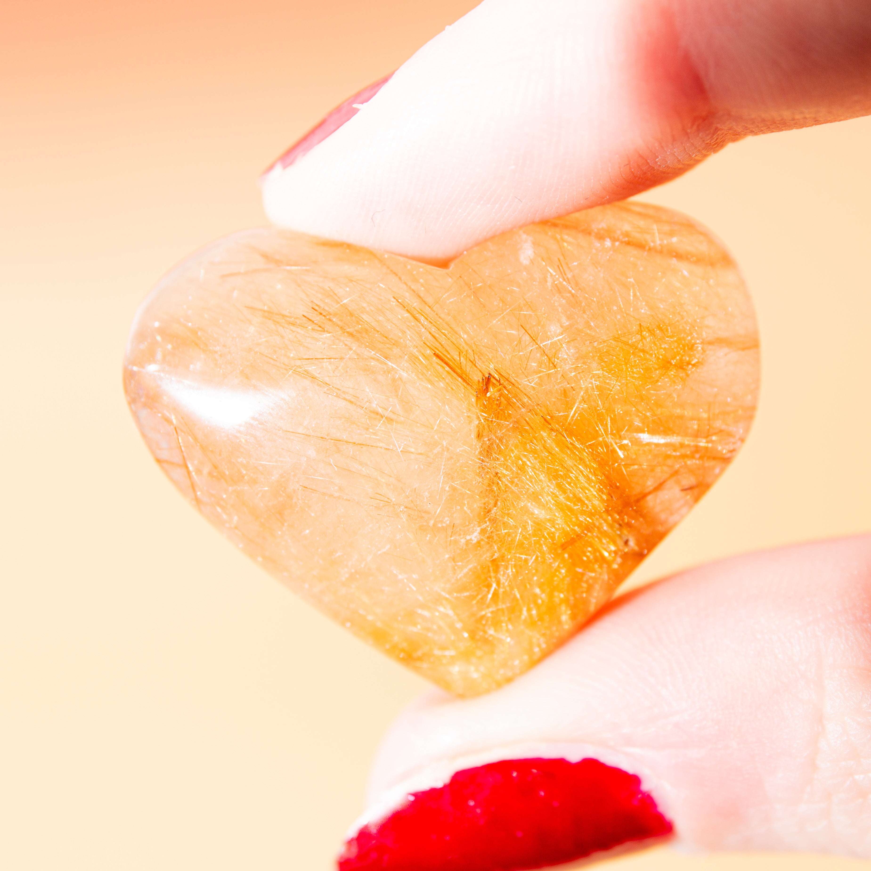 Golden Rutilated Quartz Heart - 3.5cm/ 16g (H13A)