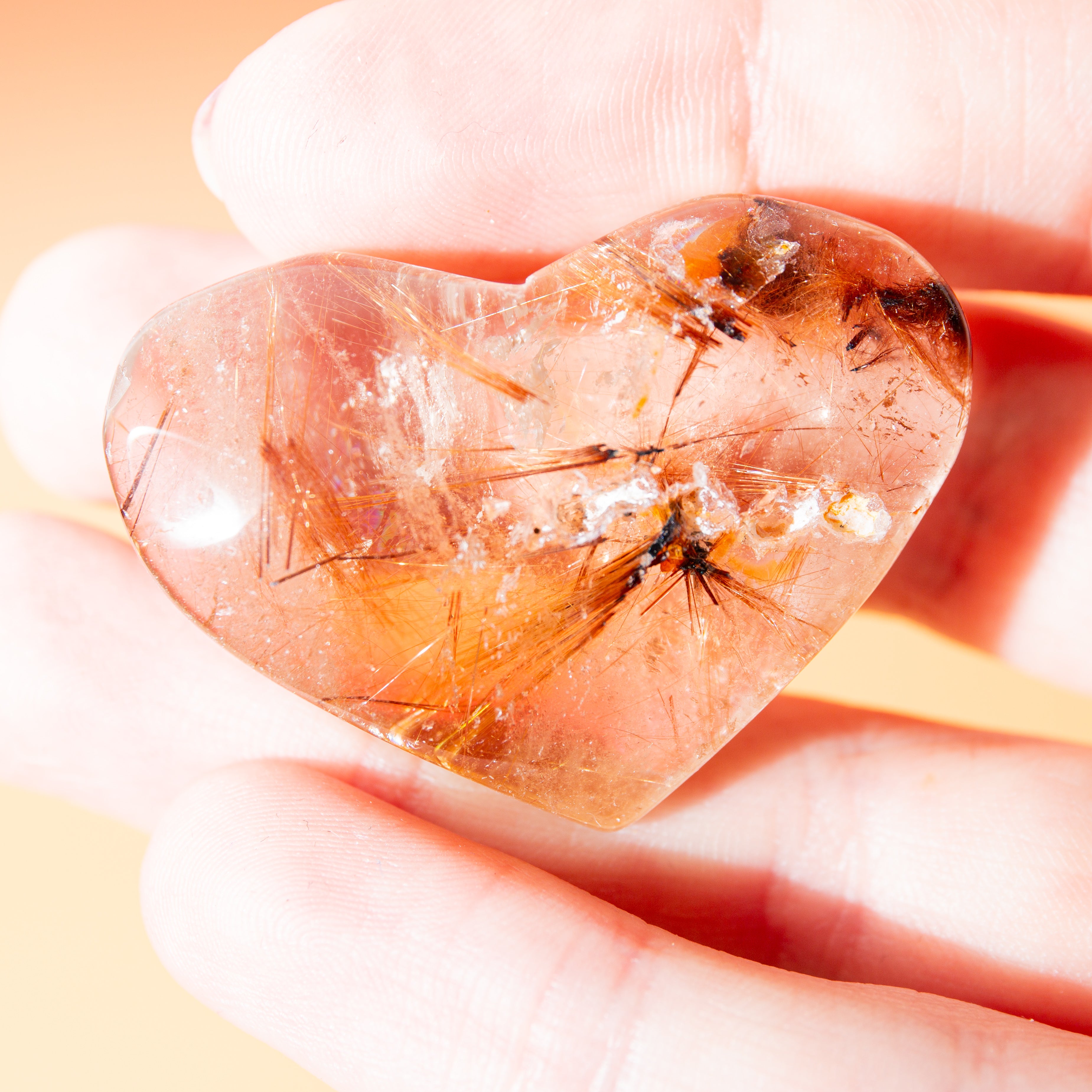Golden Rutilated Quartz Heart - 4cm/ 21g (H13D)