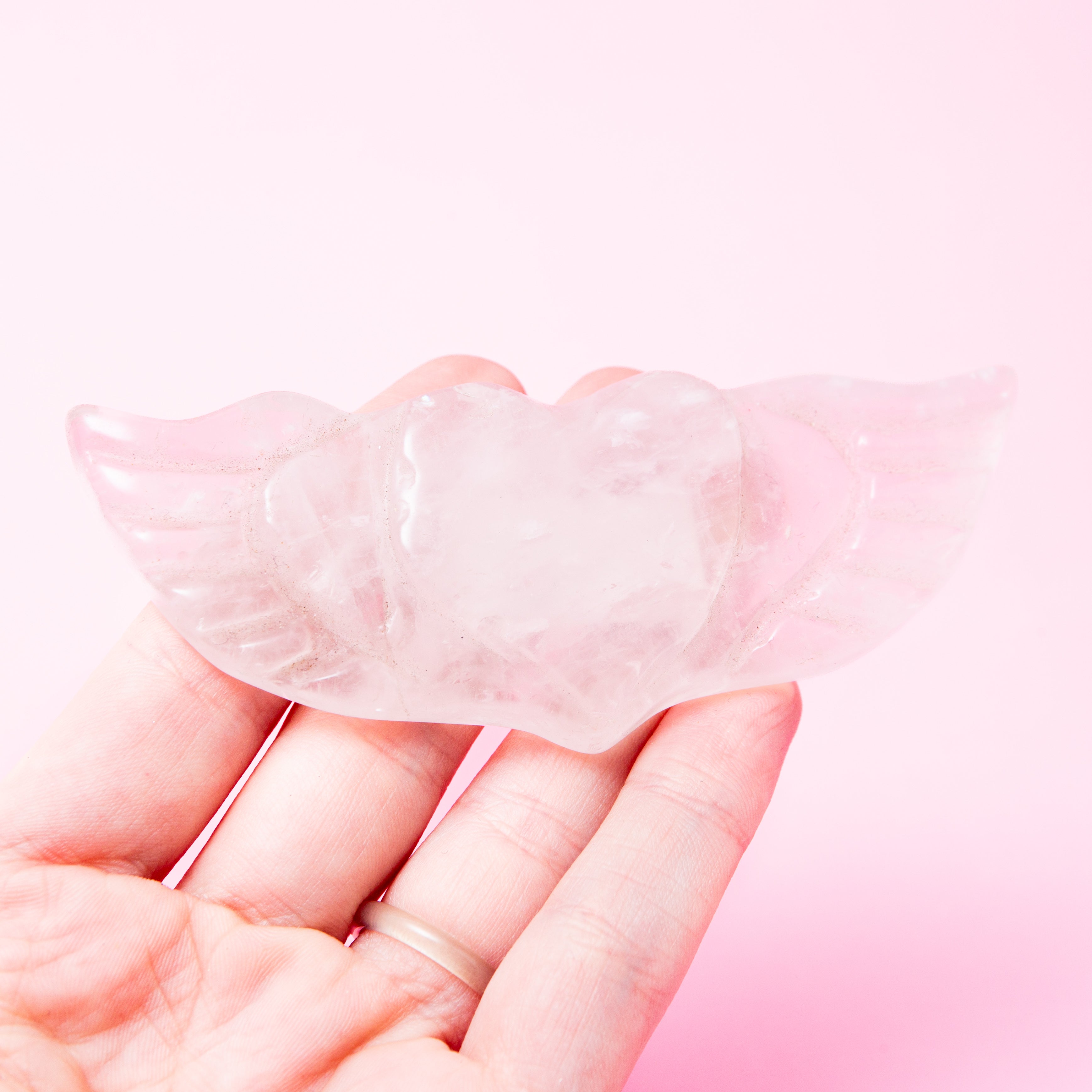 Rose Qurtz Heart Wings - 10cm