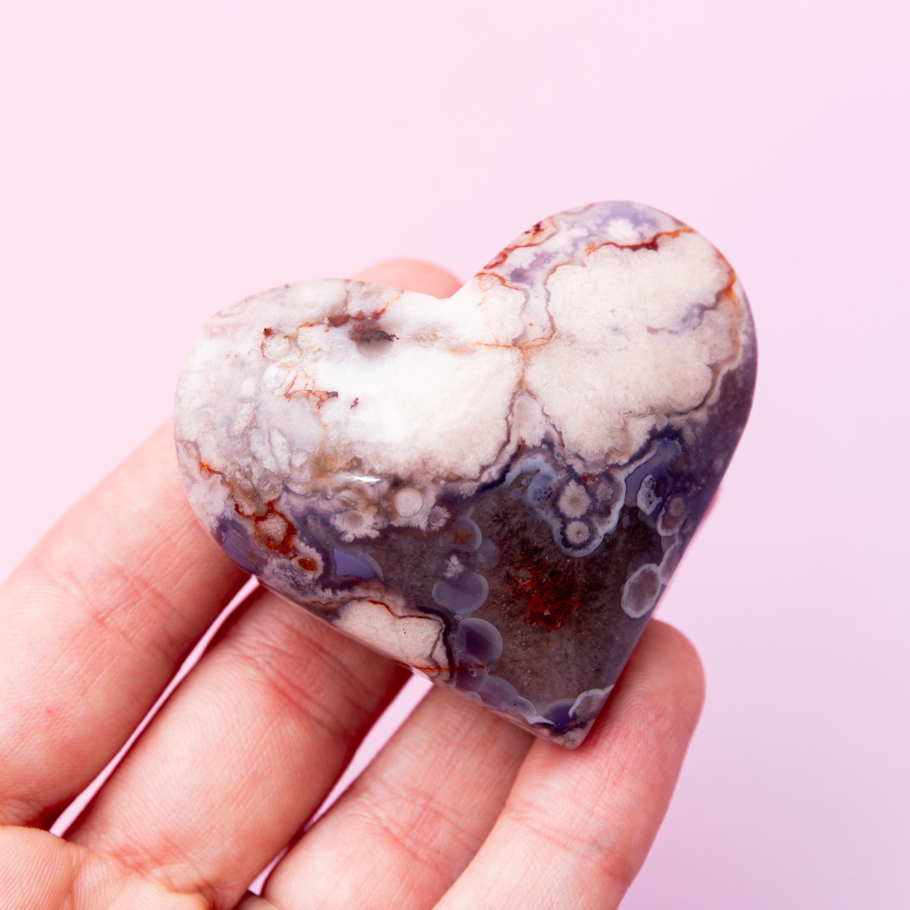 Blue Sakura Agate Heart - 5cm/73g (A)
