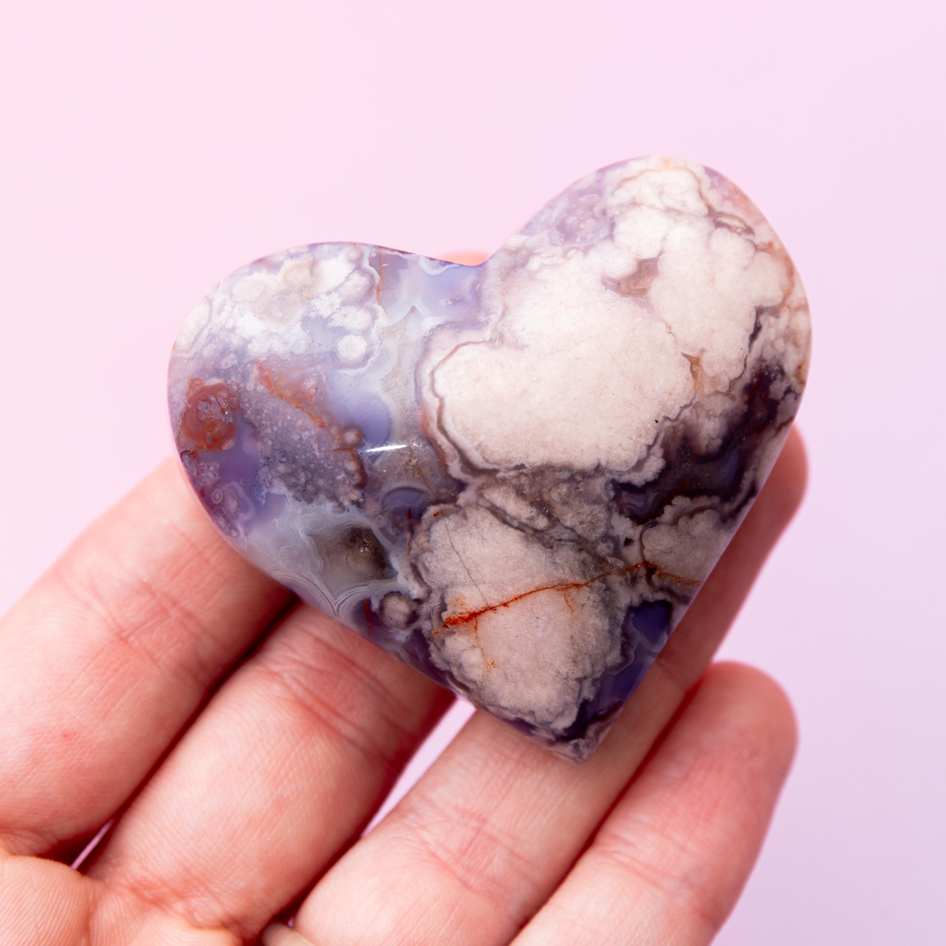Blue Sakura Agate Heart - 5cm/73g (A)