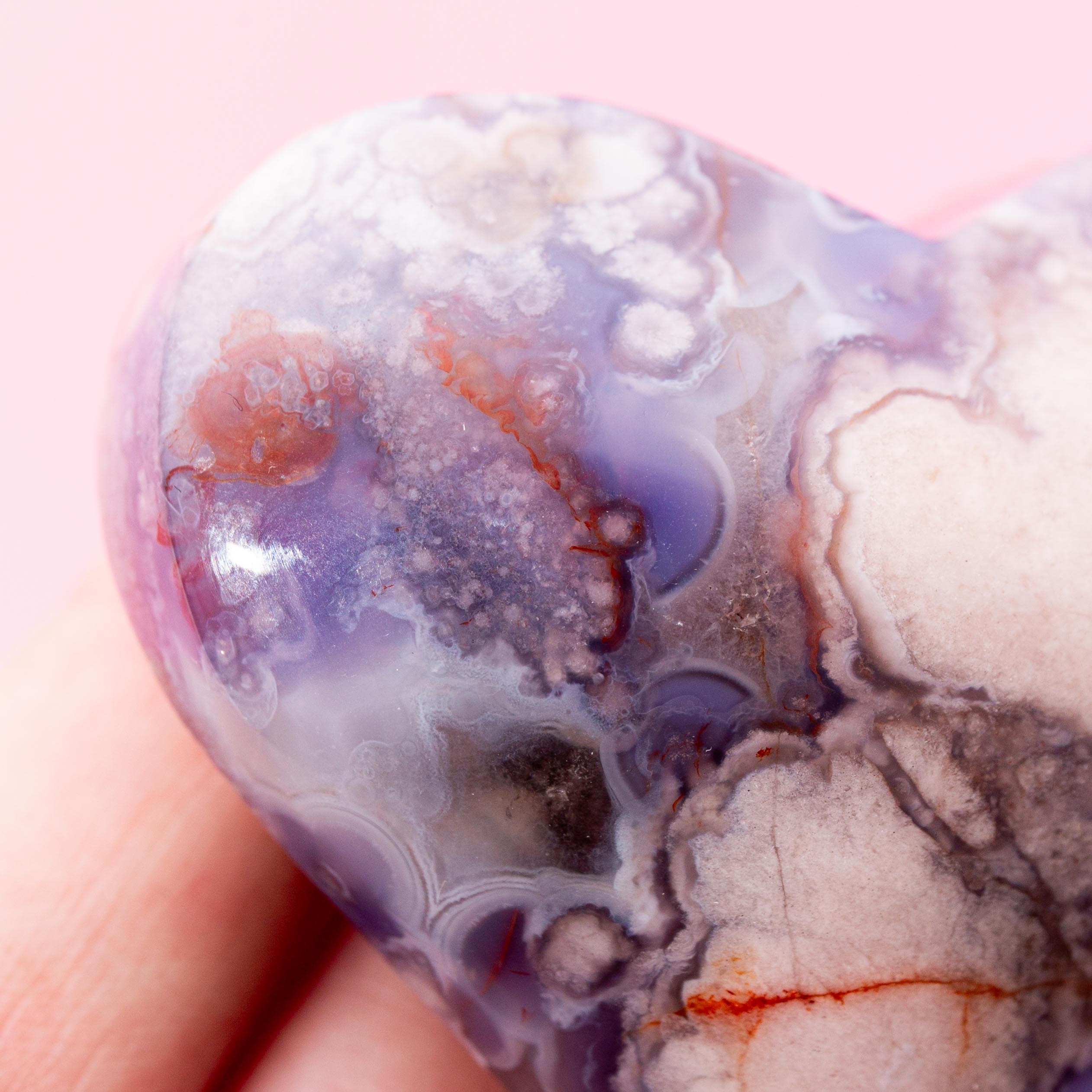Blue Sakura Agate Heart - 5cm/73g (A)