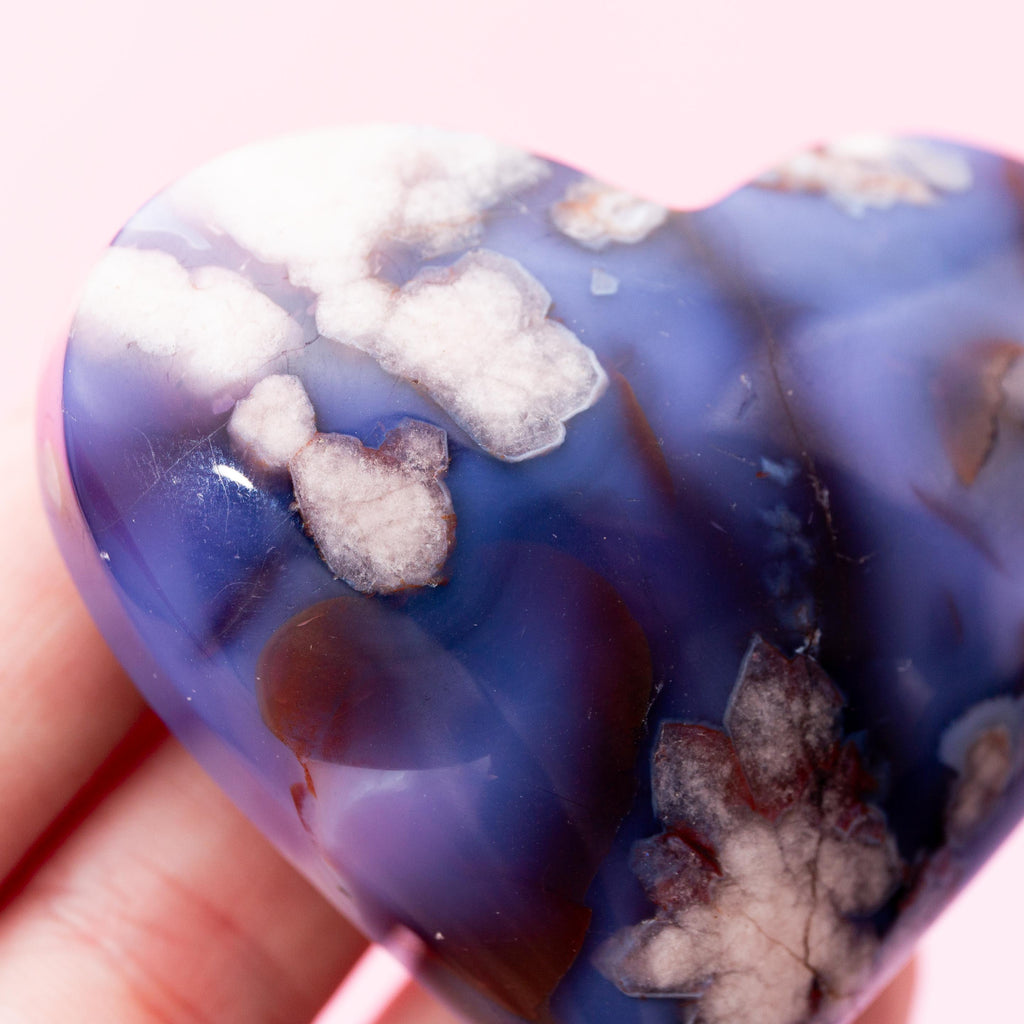 Blue Sakura Agate Heart - 6cm/85g (C)