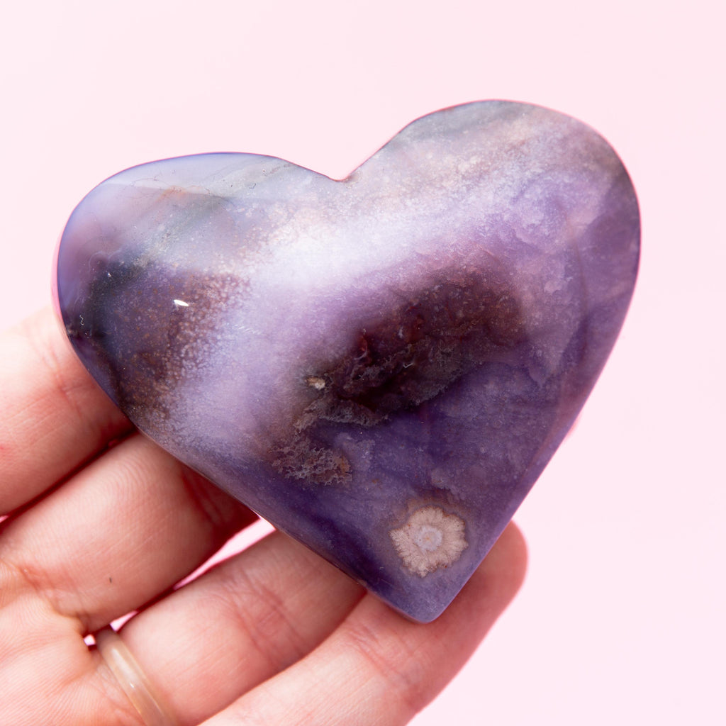 Blue Sakura Agate Heart - 6.5cm/118g (E)