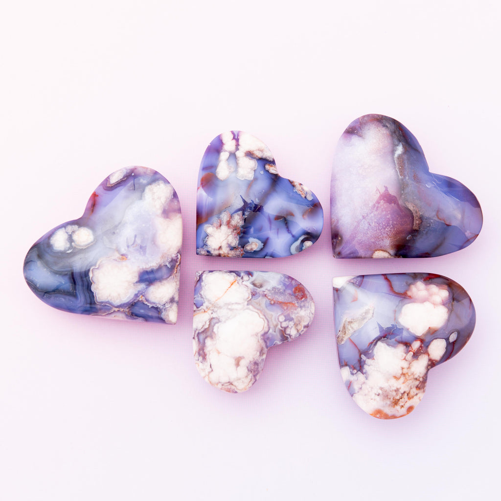 Blue Sakura Agate Heart - 6.5cm/118g (E)
