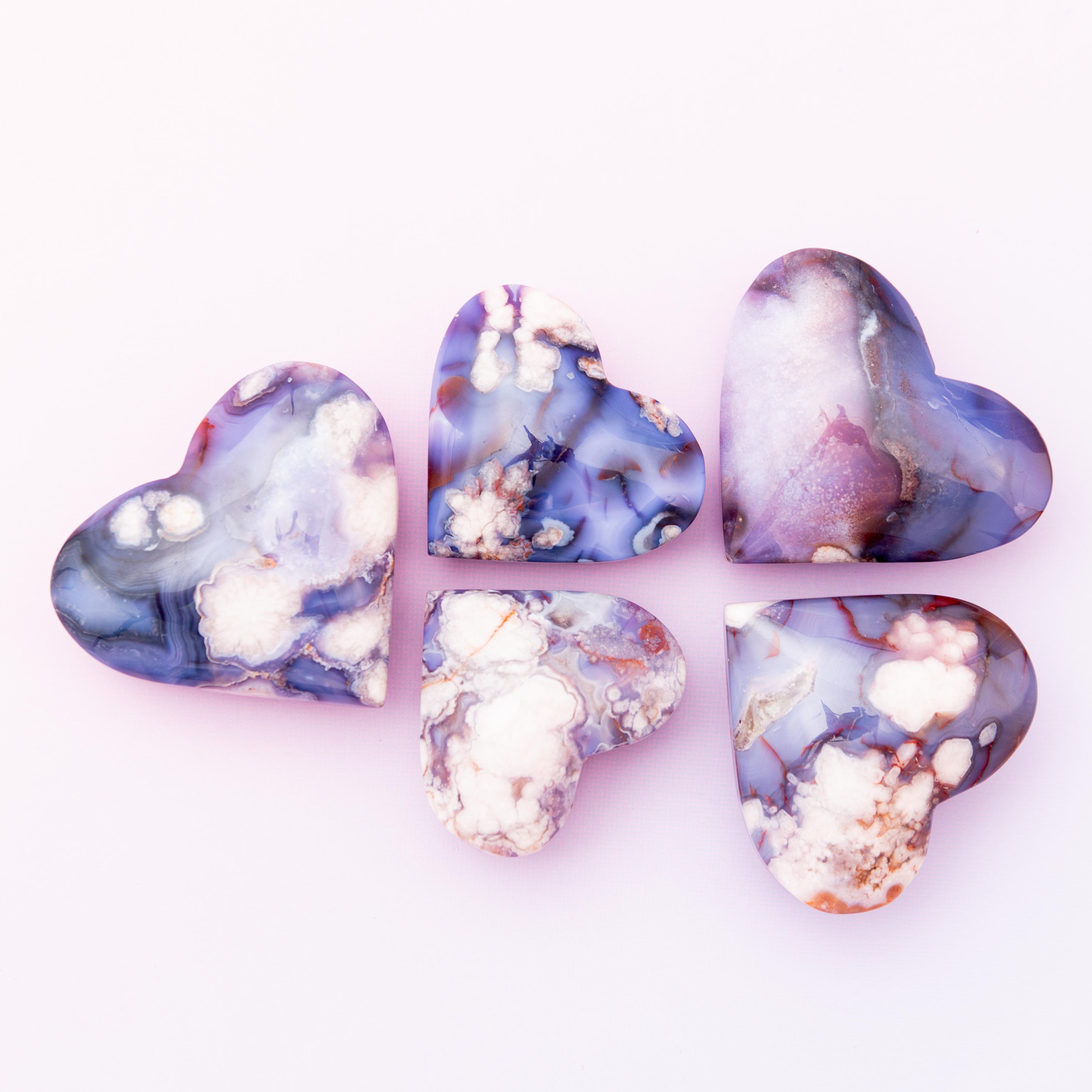 Blue Sakura Agate Heart - 6.5cm/118g (E)