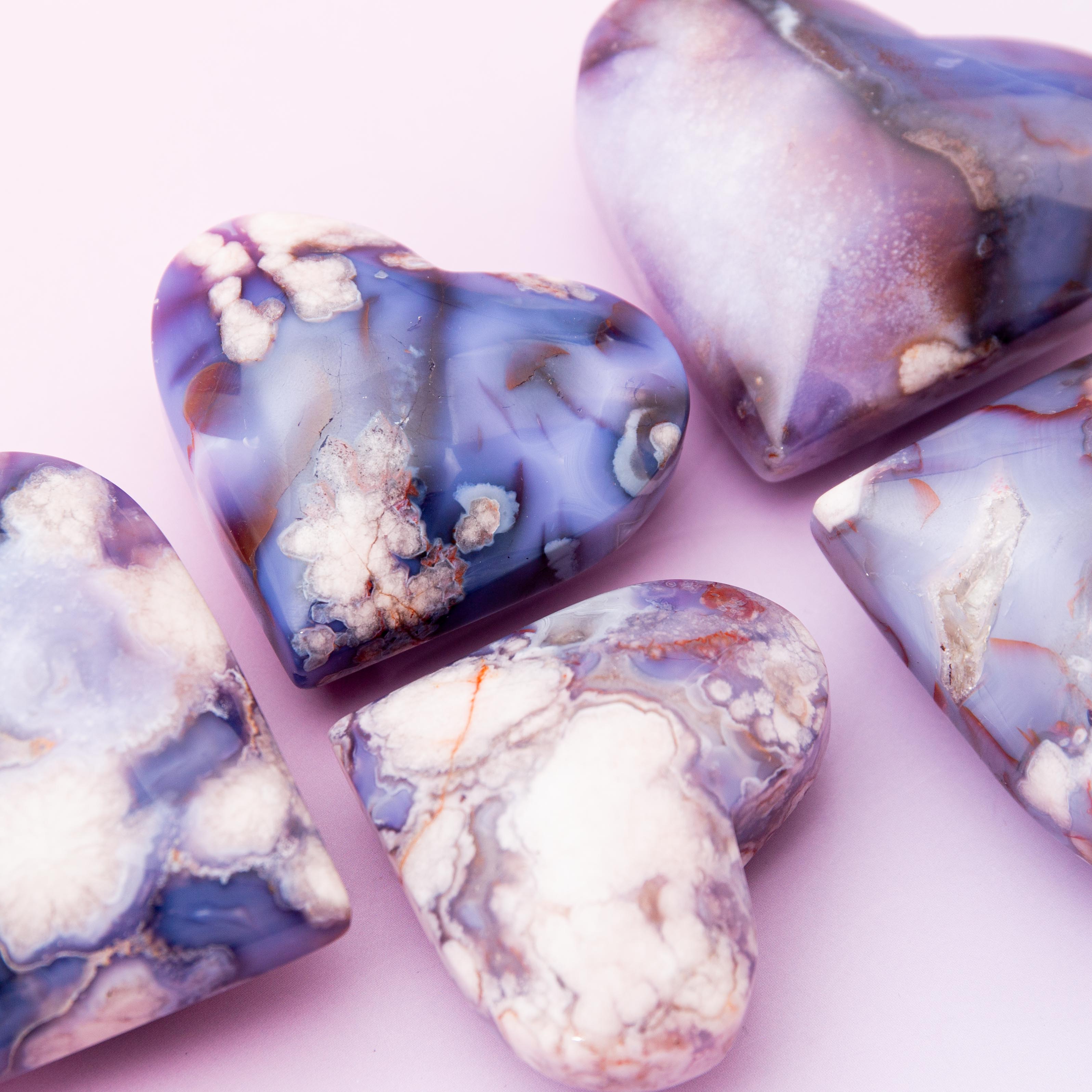 Blue Sakura Agate Heart - 6.5cm/118g (E)