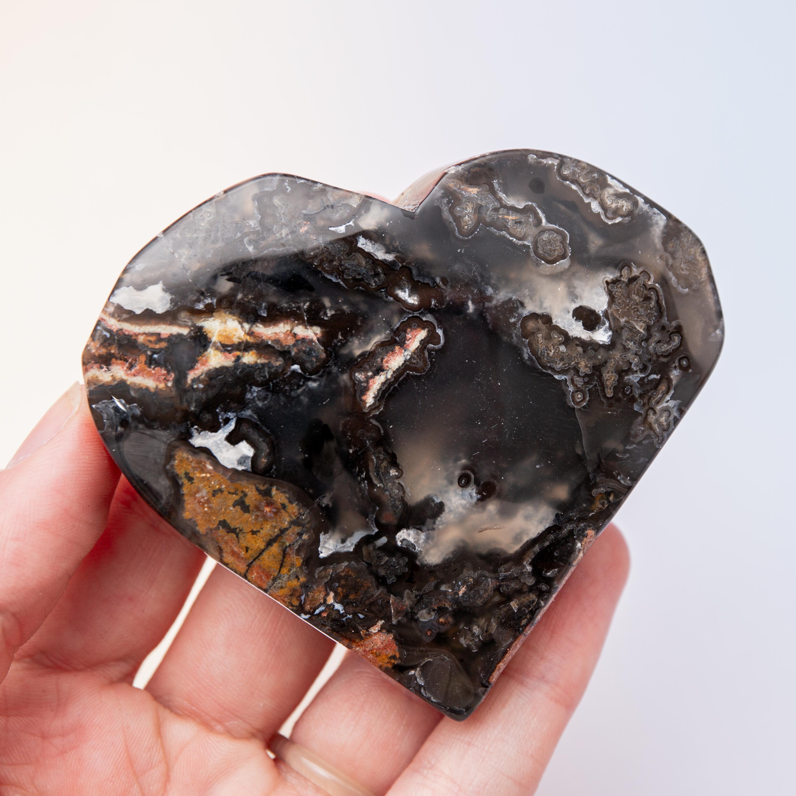 Volcanic Agate Heart - 7cm/136g (A)