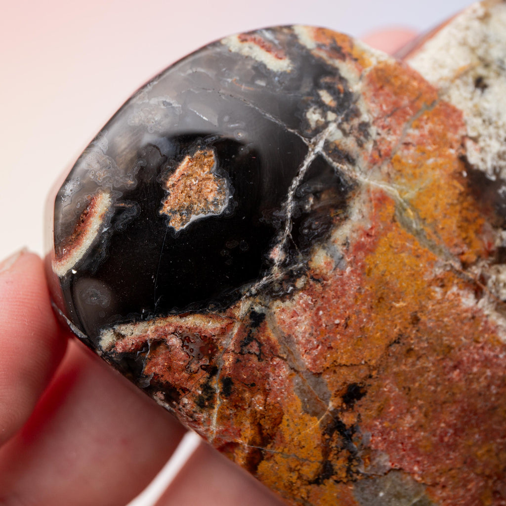 Volcanic Agate Heart - 7cm/136g (A)