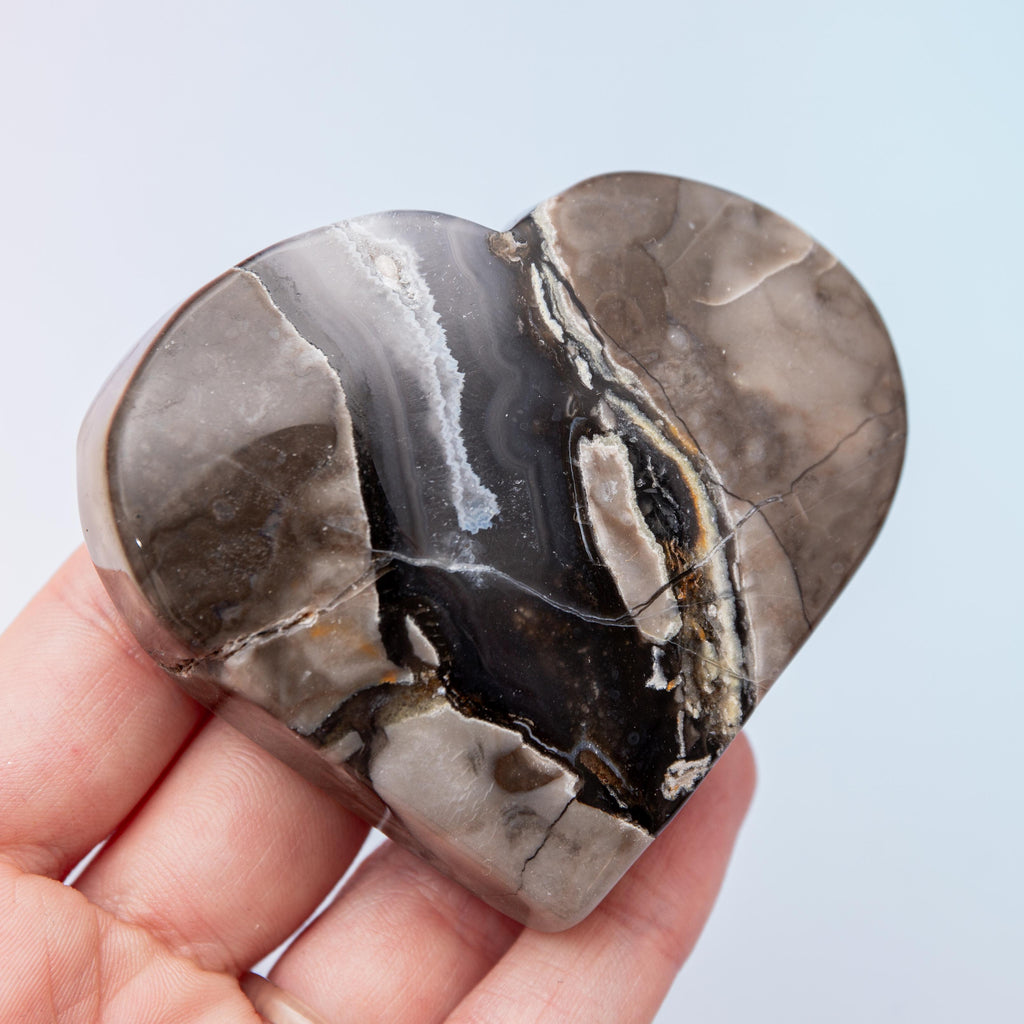 Volcanic Agate Heart - 7cm/152g (C)