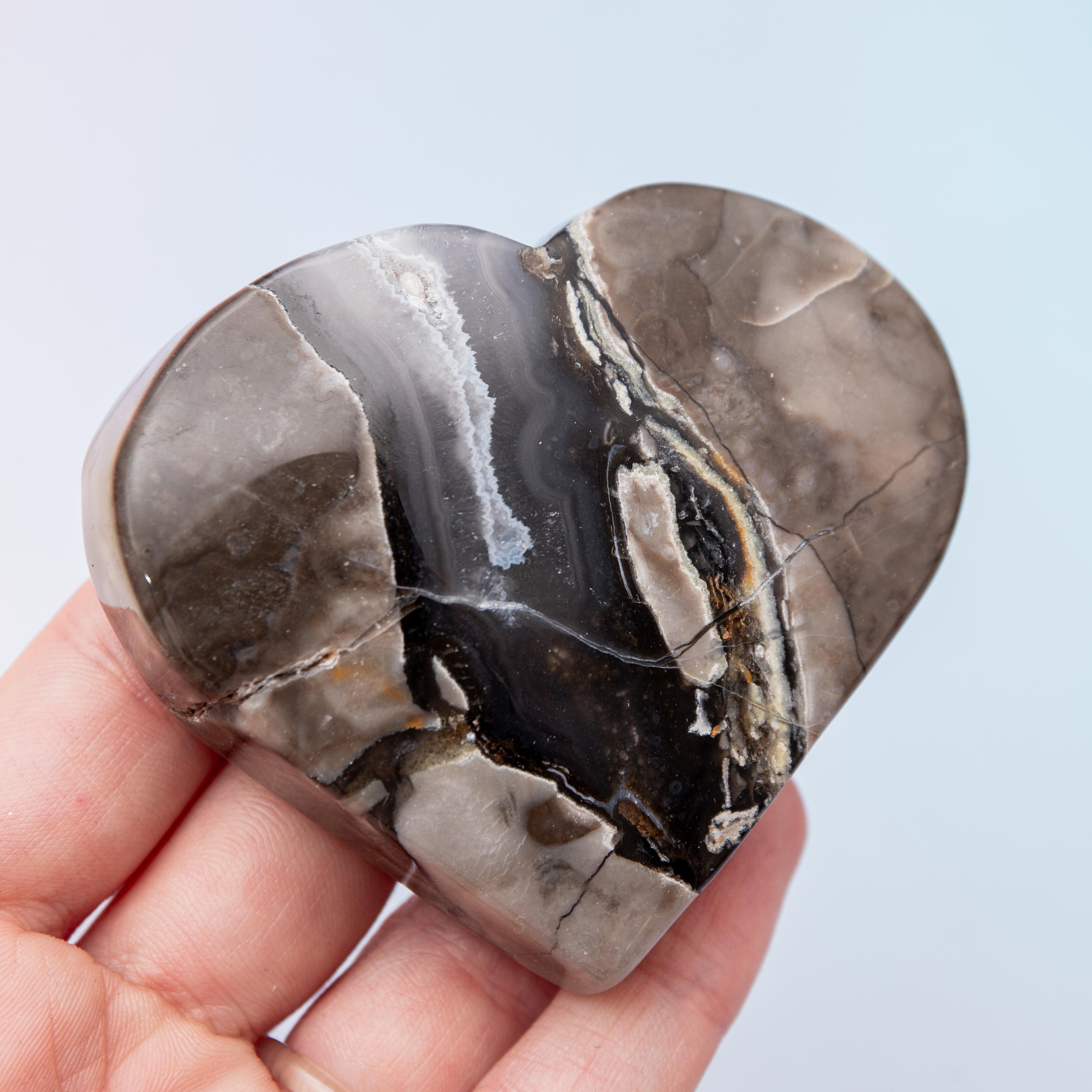Volcanic Agate Heart - 7cm/152g (C)