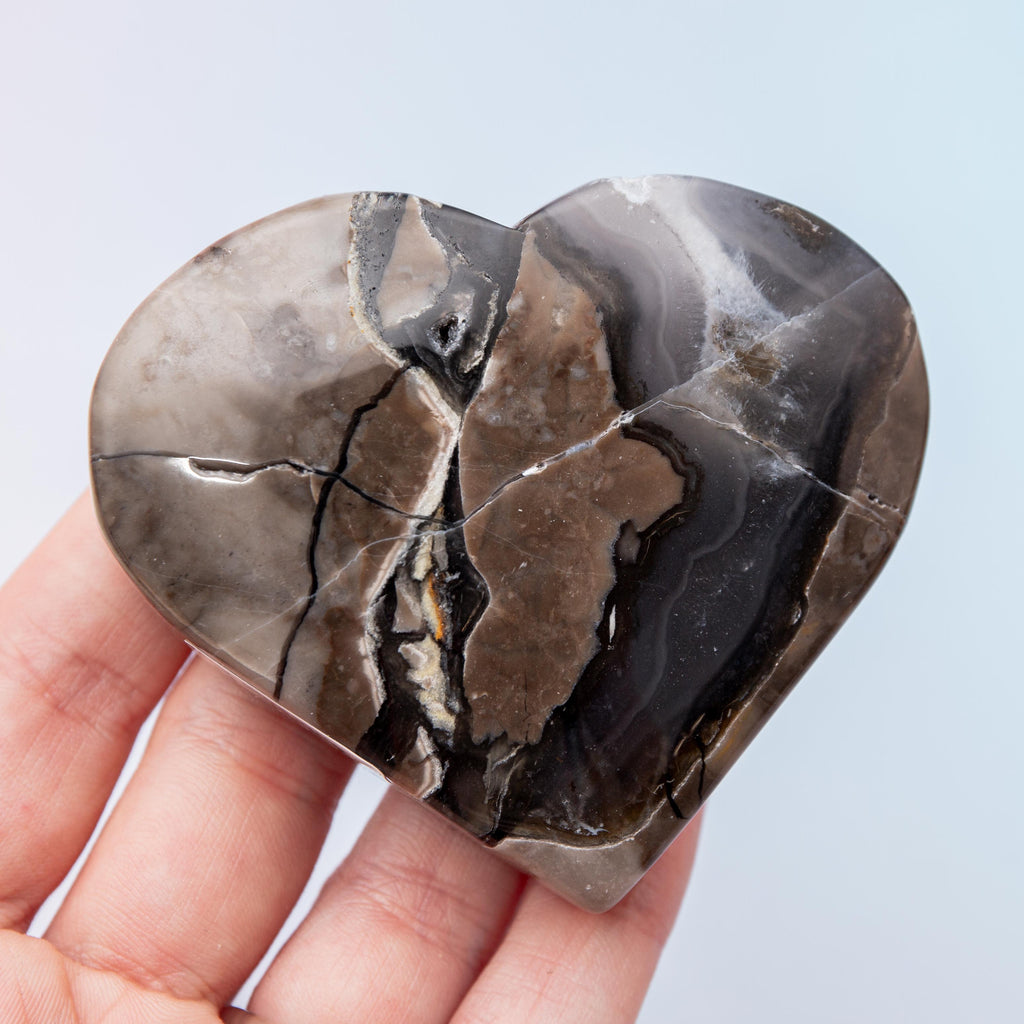 Volcanic Agate Heart - 7cm/152g (C)