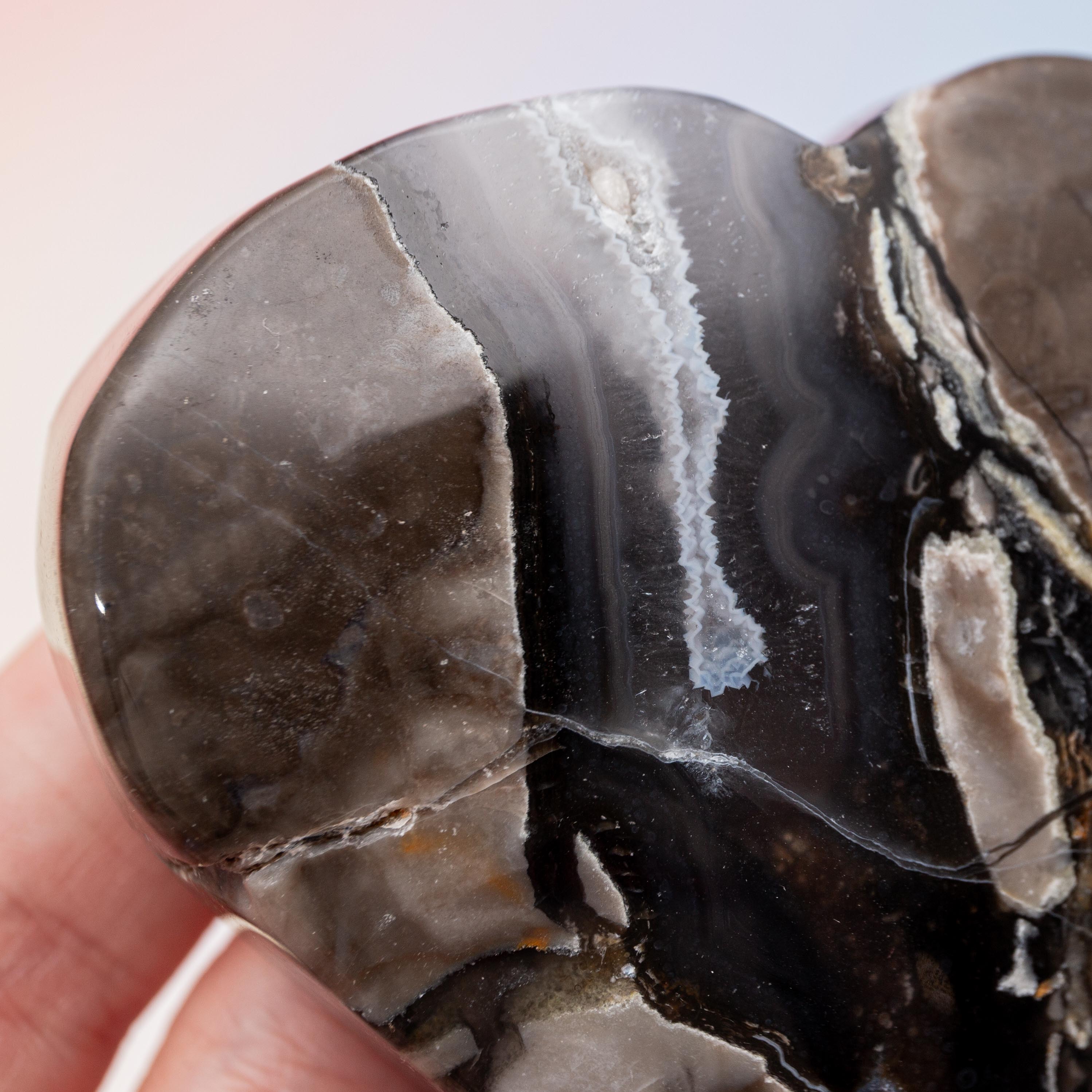 Volcanic Agate Heart - 7cm/152g (C)