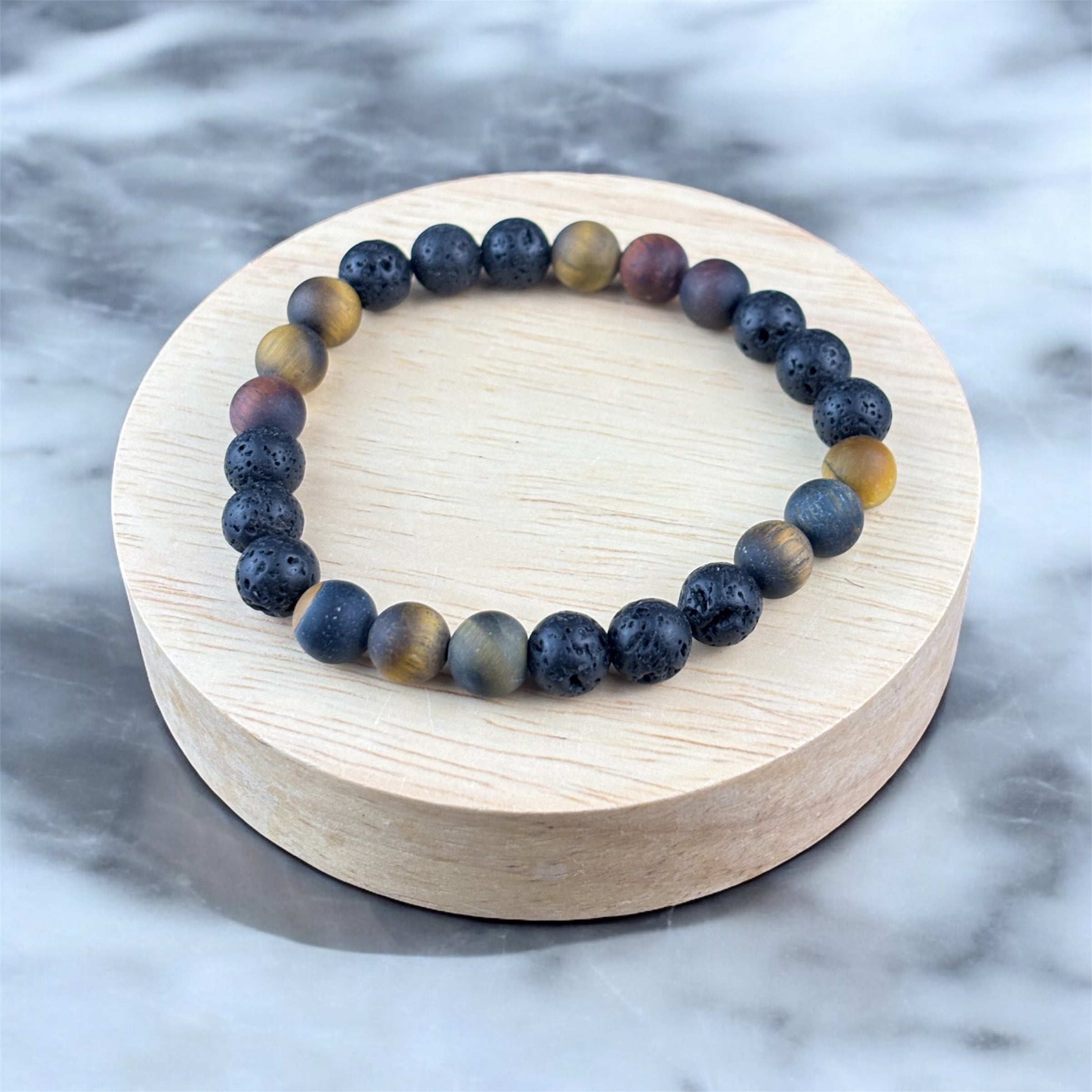 Tigrisszem & LávaKő Karkötő 8mm (Matt)