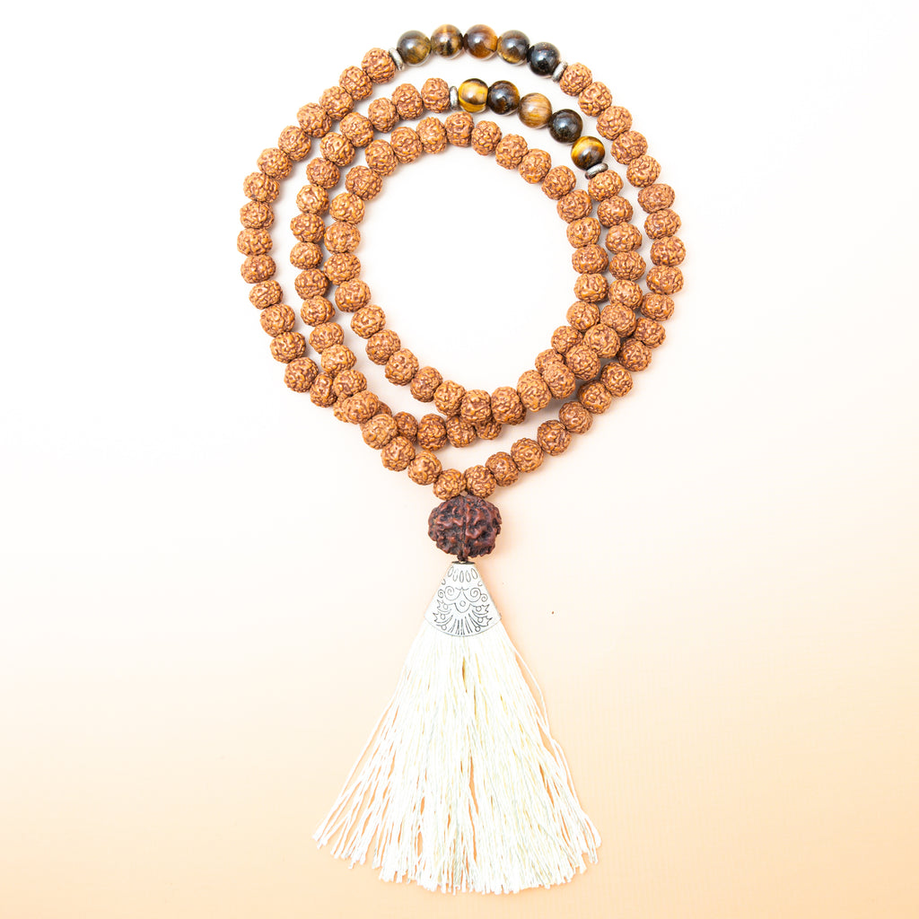 Rudraksha & Tiger Eye Mala - 36cm