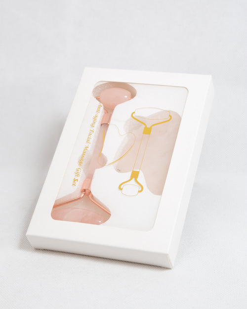 Anti-Aging Facial Massage Gift Set (Kristály Guasha és Roller)