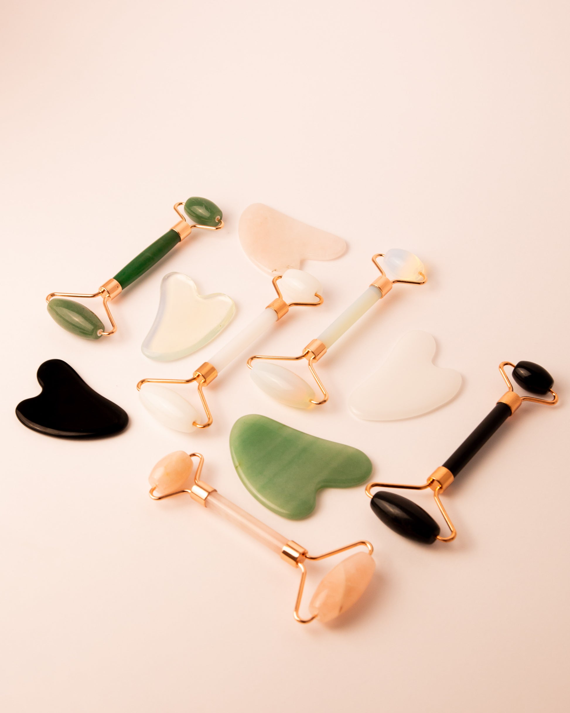 Anti-Aging Facial Massage Gift Set (Kristály Guasha és Roller)