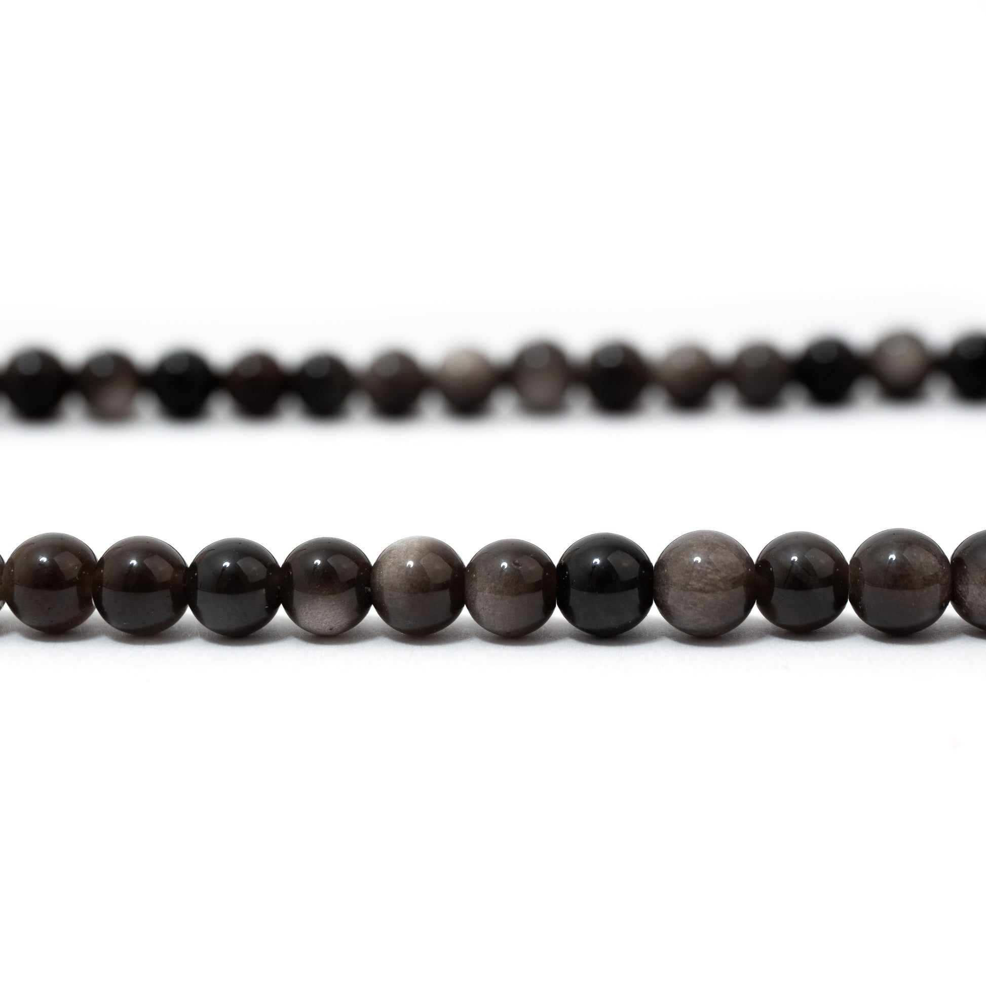 Nyaklánc - Ezüst Obszidián 42cm 6mm