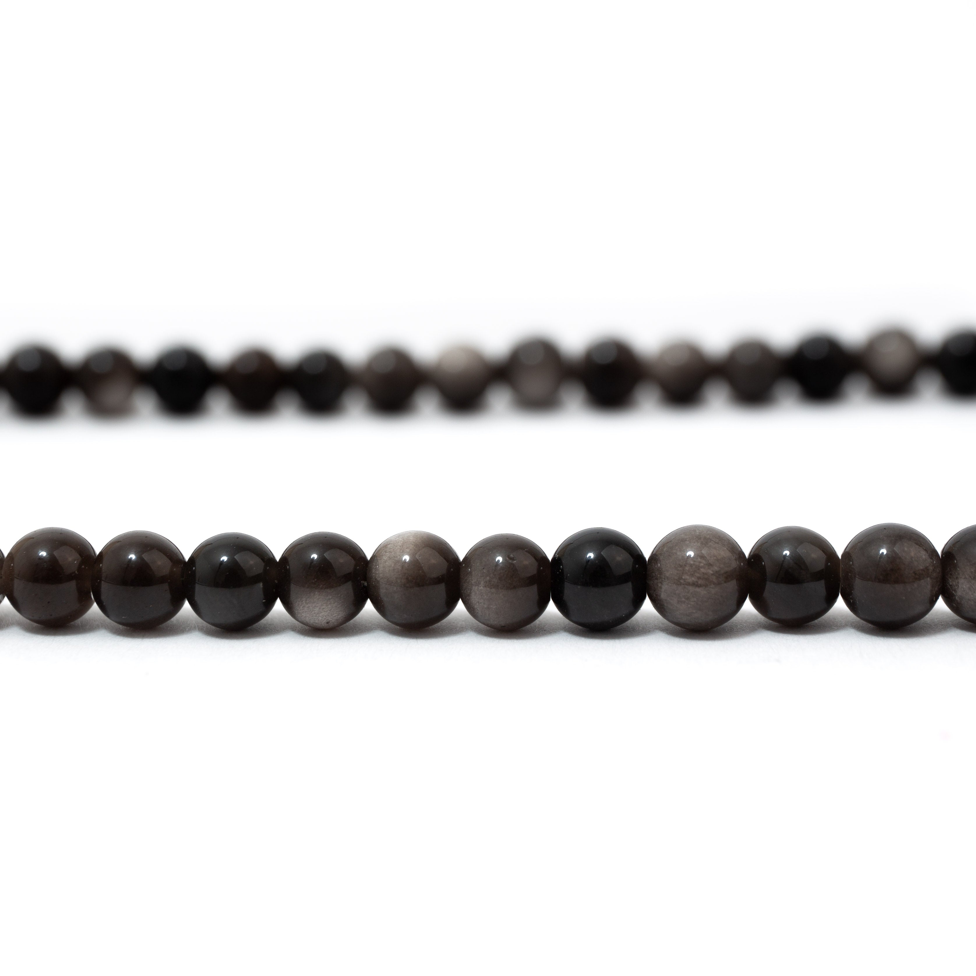 Nyaklánc - Ezüst Obszidián 42cm 6mm