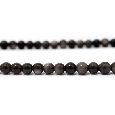 Necklace - Silver Obsidian 42cm 6mm