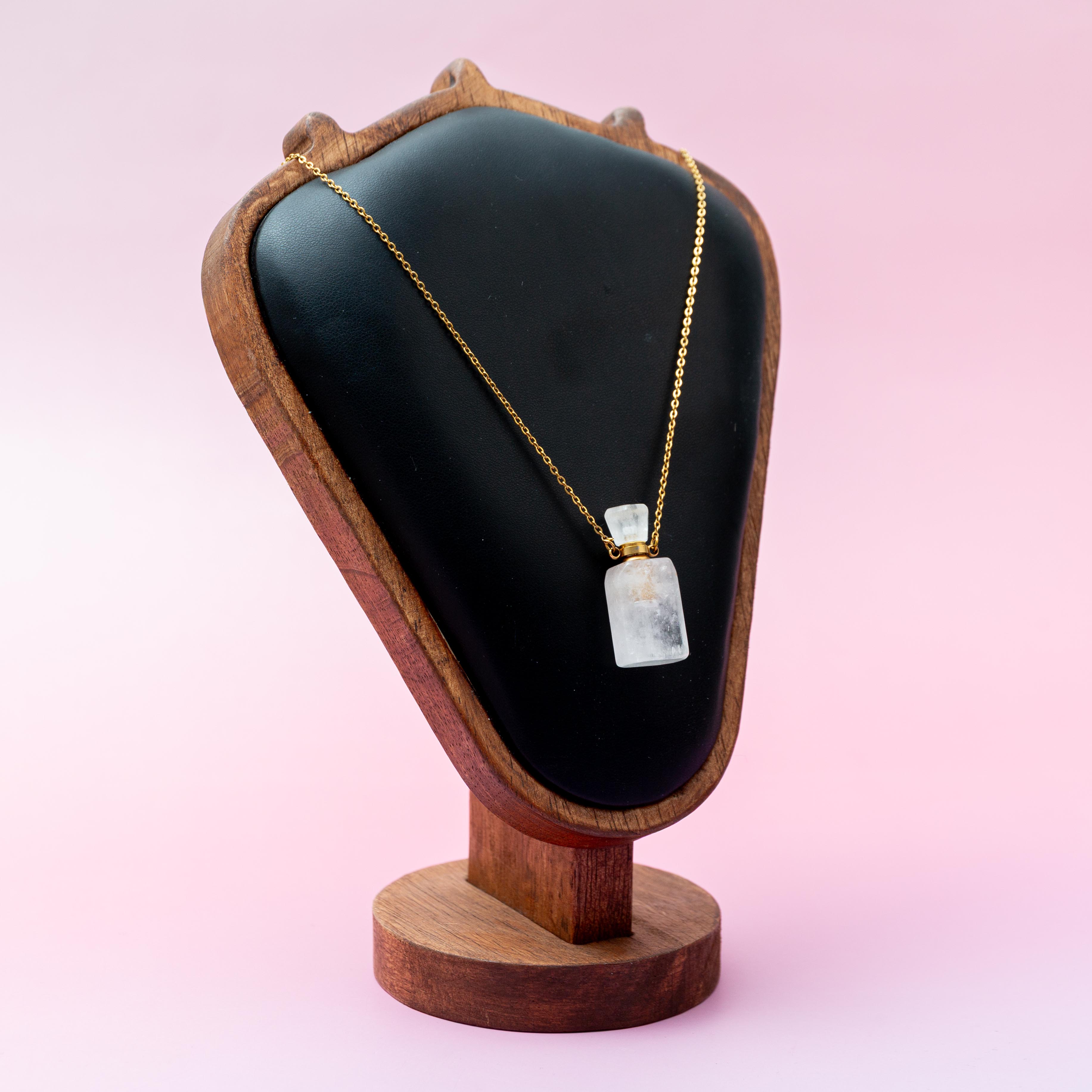 Clear Quartz Perfume Bottle Necklace - 50cm