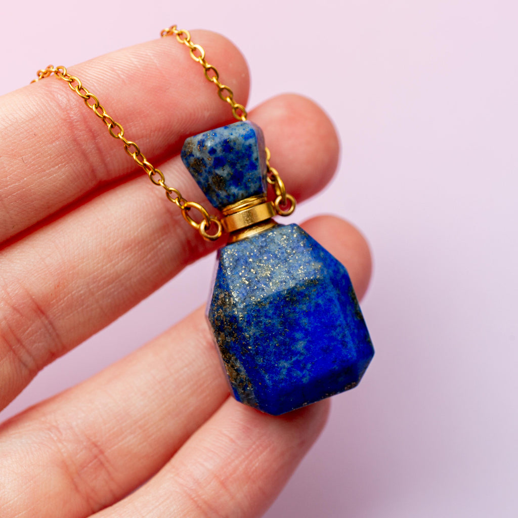 Lapis Lazurit Perfume Bottle Necklace - 50cm