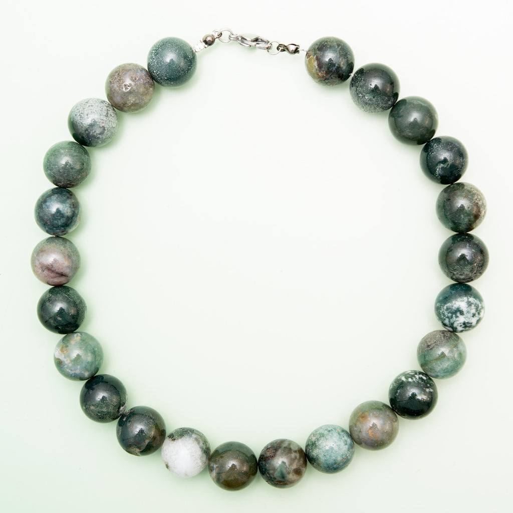 Moss agate Necklace - 42cm/15mm