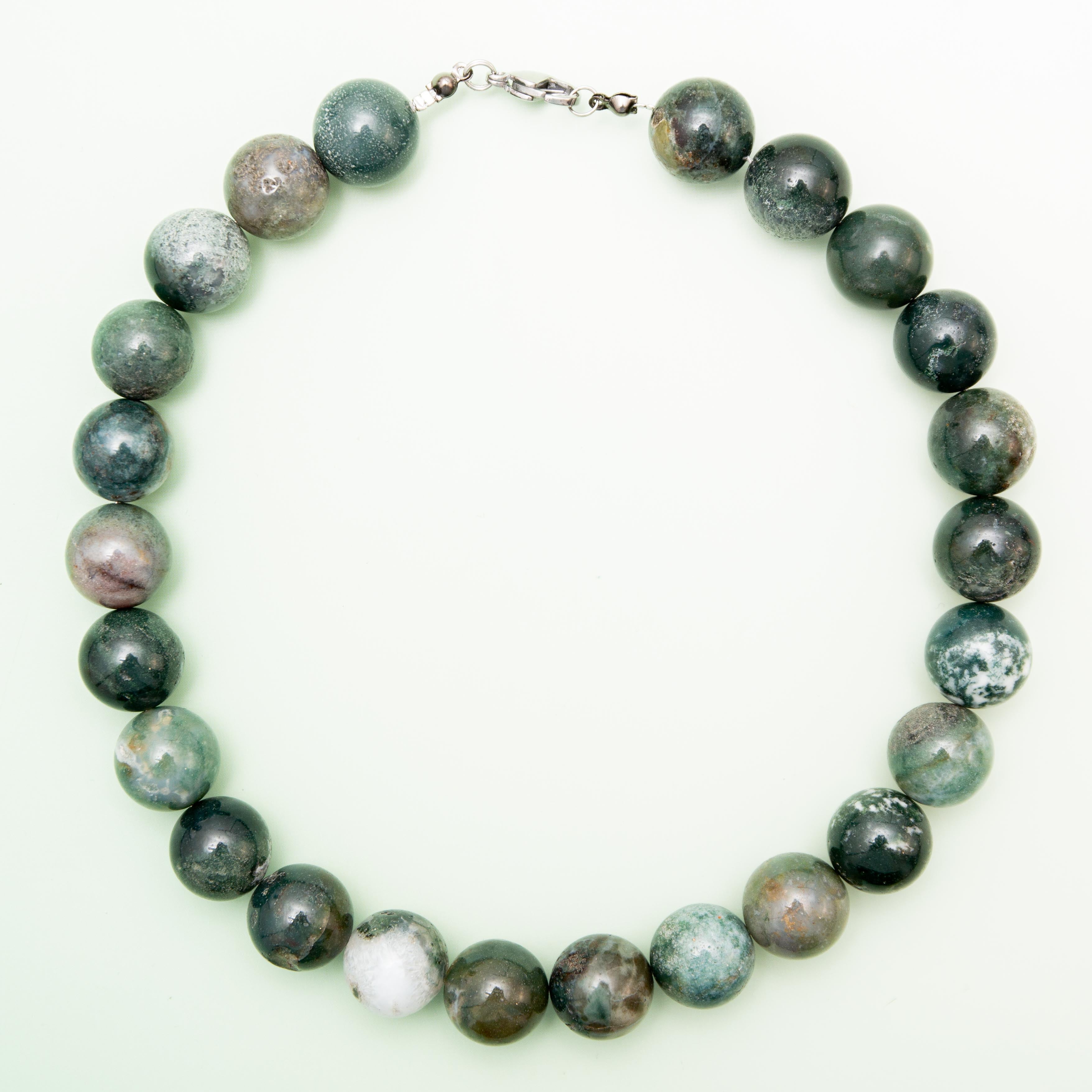 Moss agate Necklace - 42cm/15mm