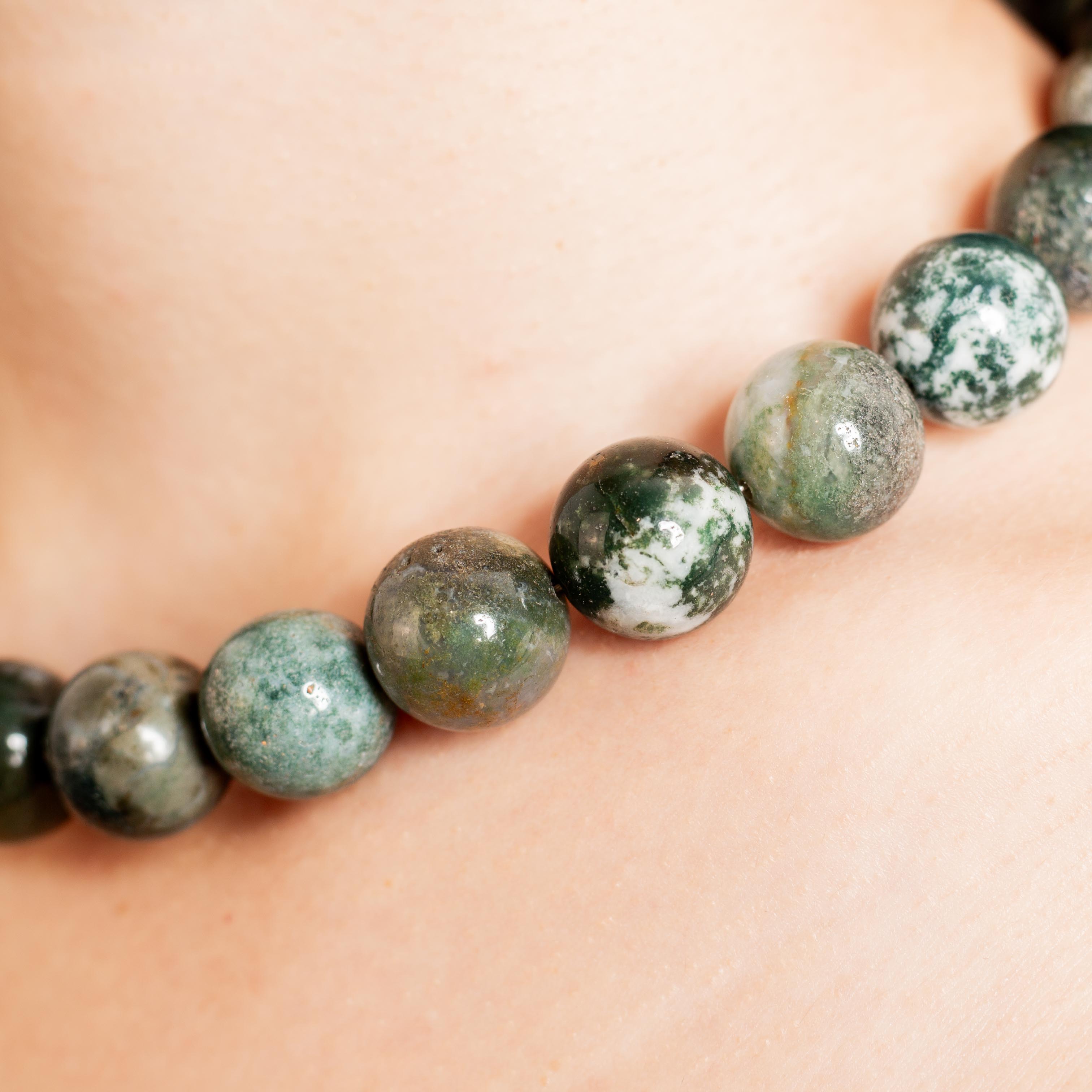 Moss agate Necklace - 42cm/15mm