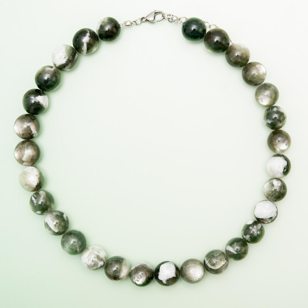 Green Lepidolite Necklace - 47cm-52cm/15mm