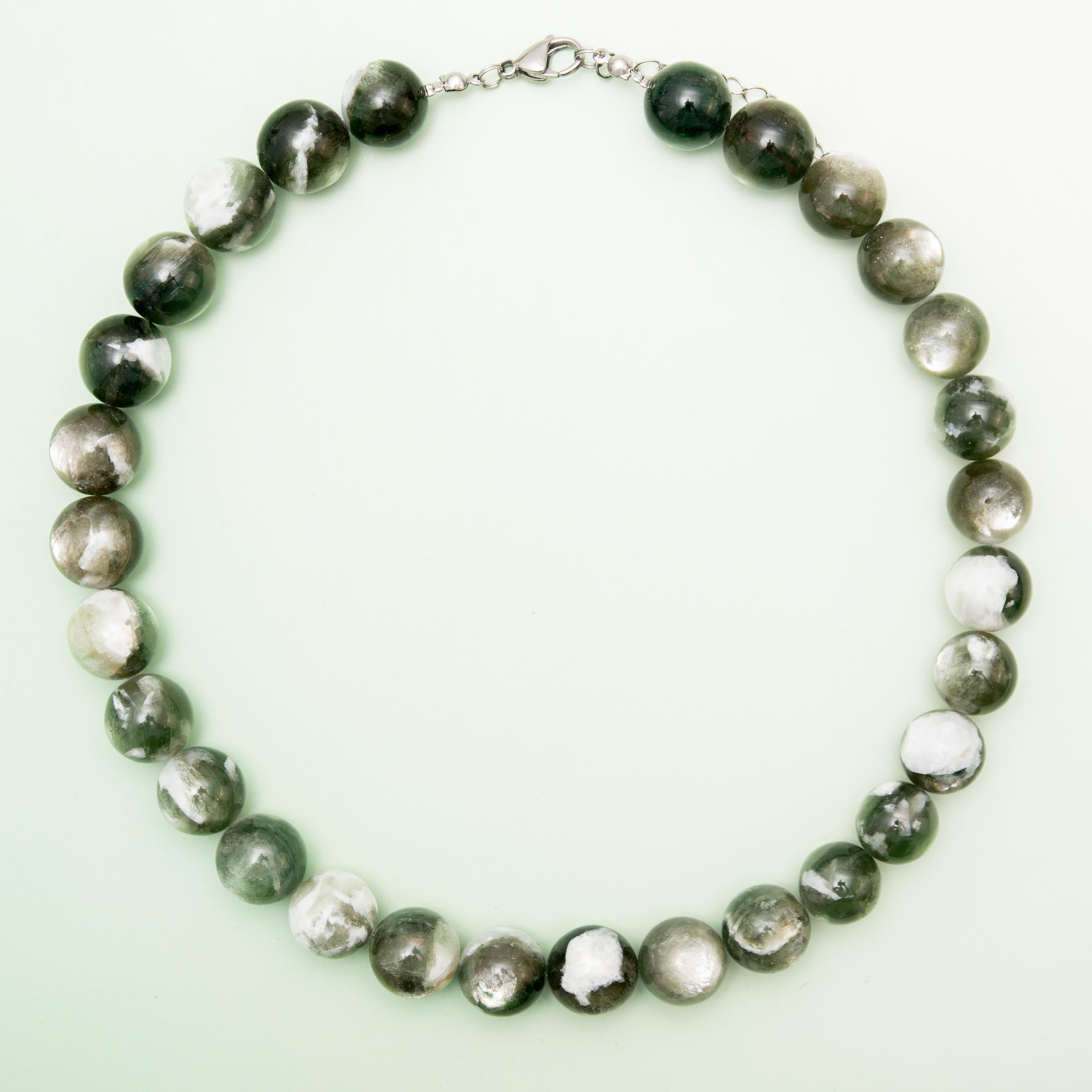 Green Lepidolite Necklace - 47cm-52cm/15mm