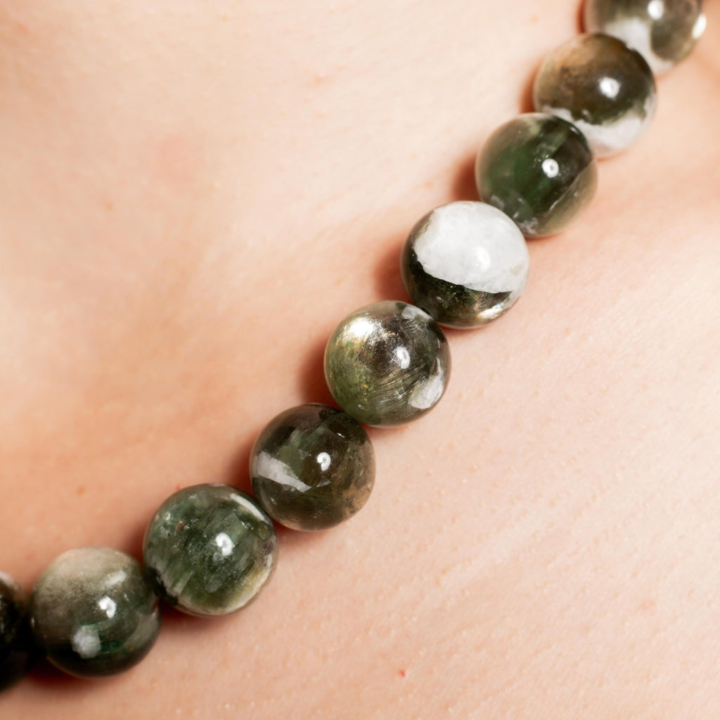 Green Lepidolite Necklace - 47cm-52cm/15mm