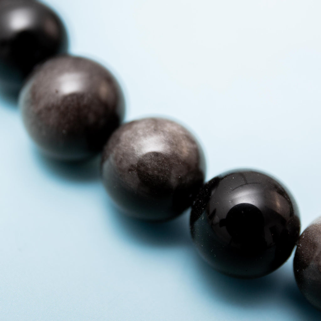 Silver Obsidian Necklace - 42cm/10mm