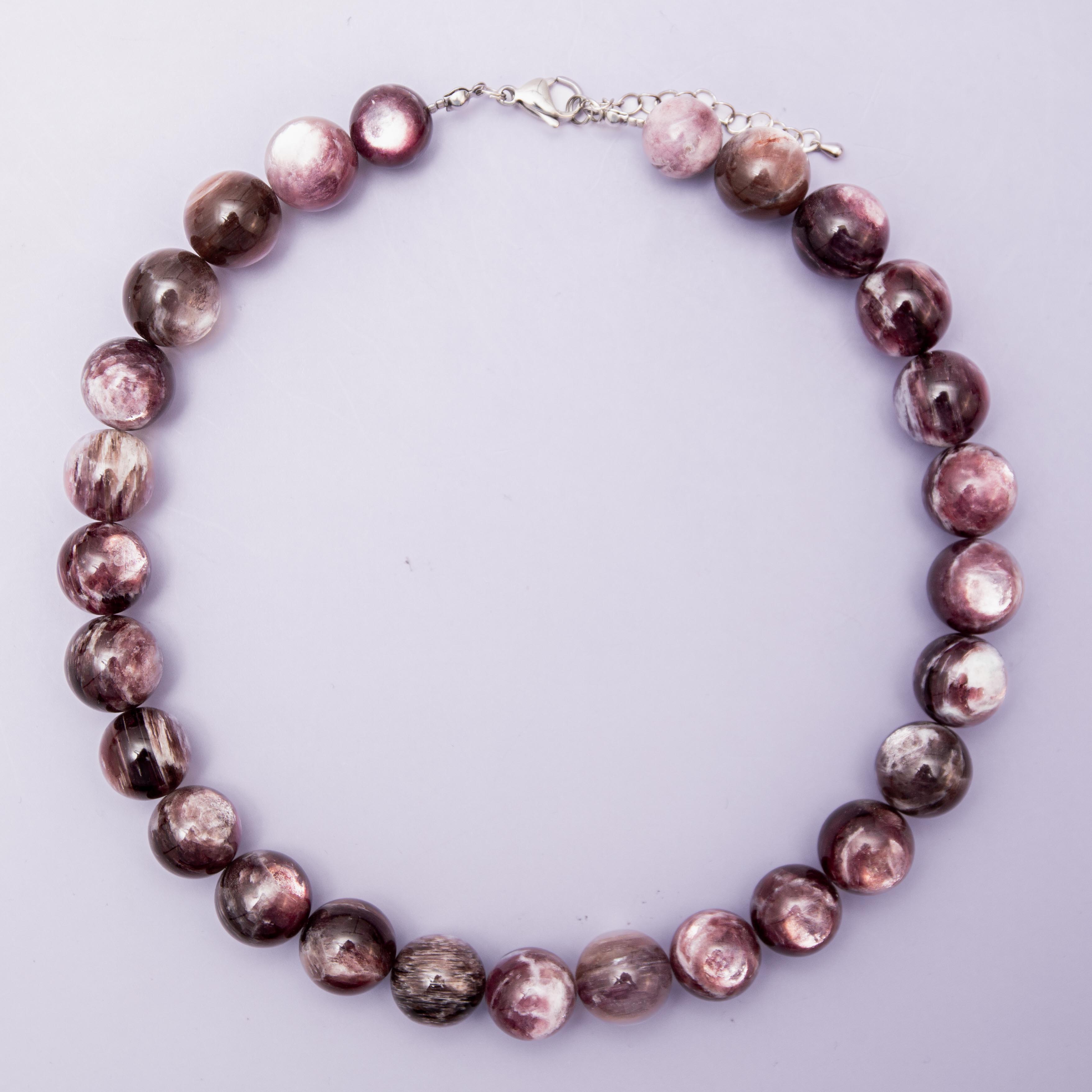 Purple Lepidolite Necklace - 46cm-51cm/12-14mm