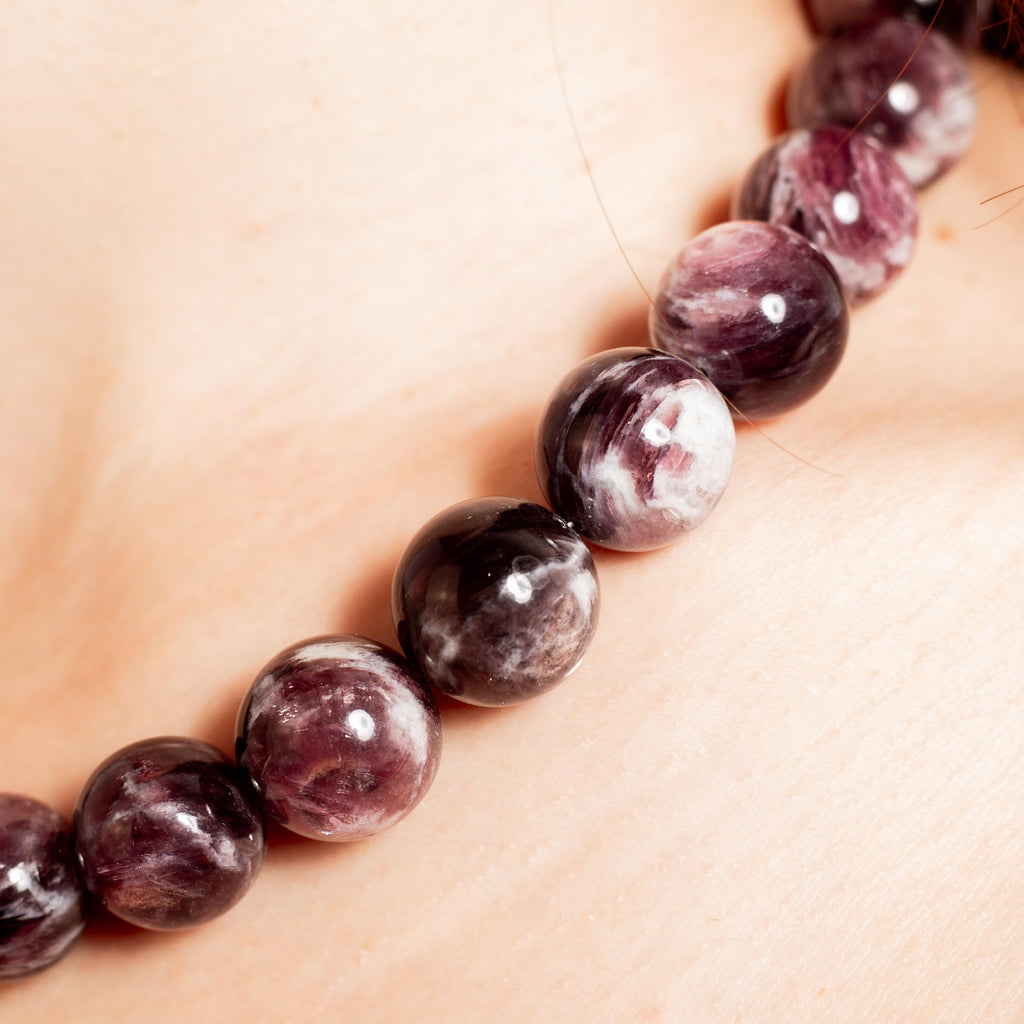 Purple Lepidolite Necklace - 46cm-51cm/12-14mm