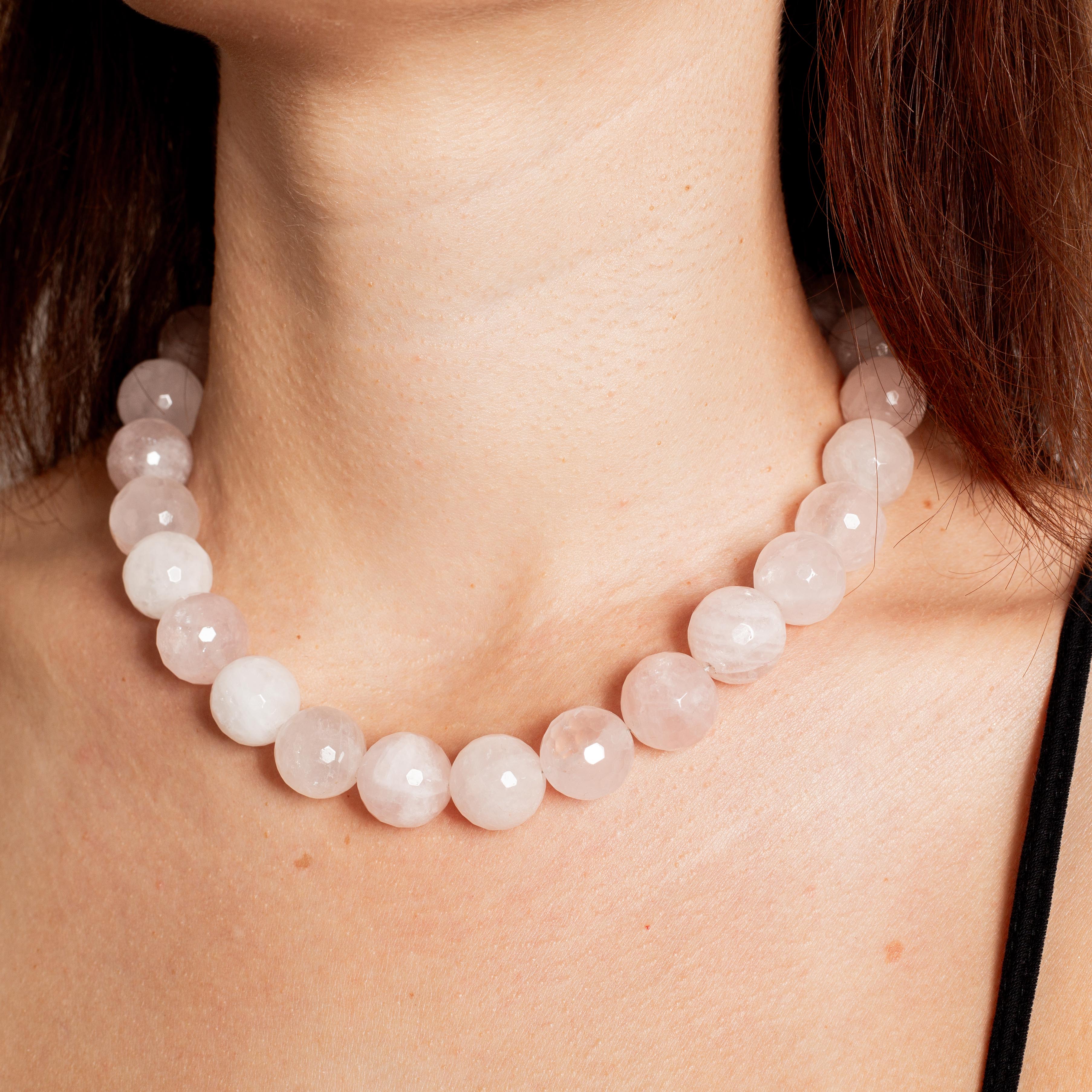 Rose Quartz Necklace - 43cm/15mm (Facet)
