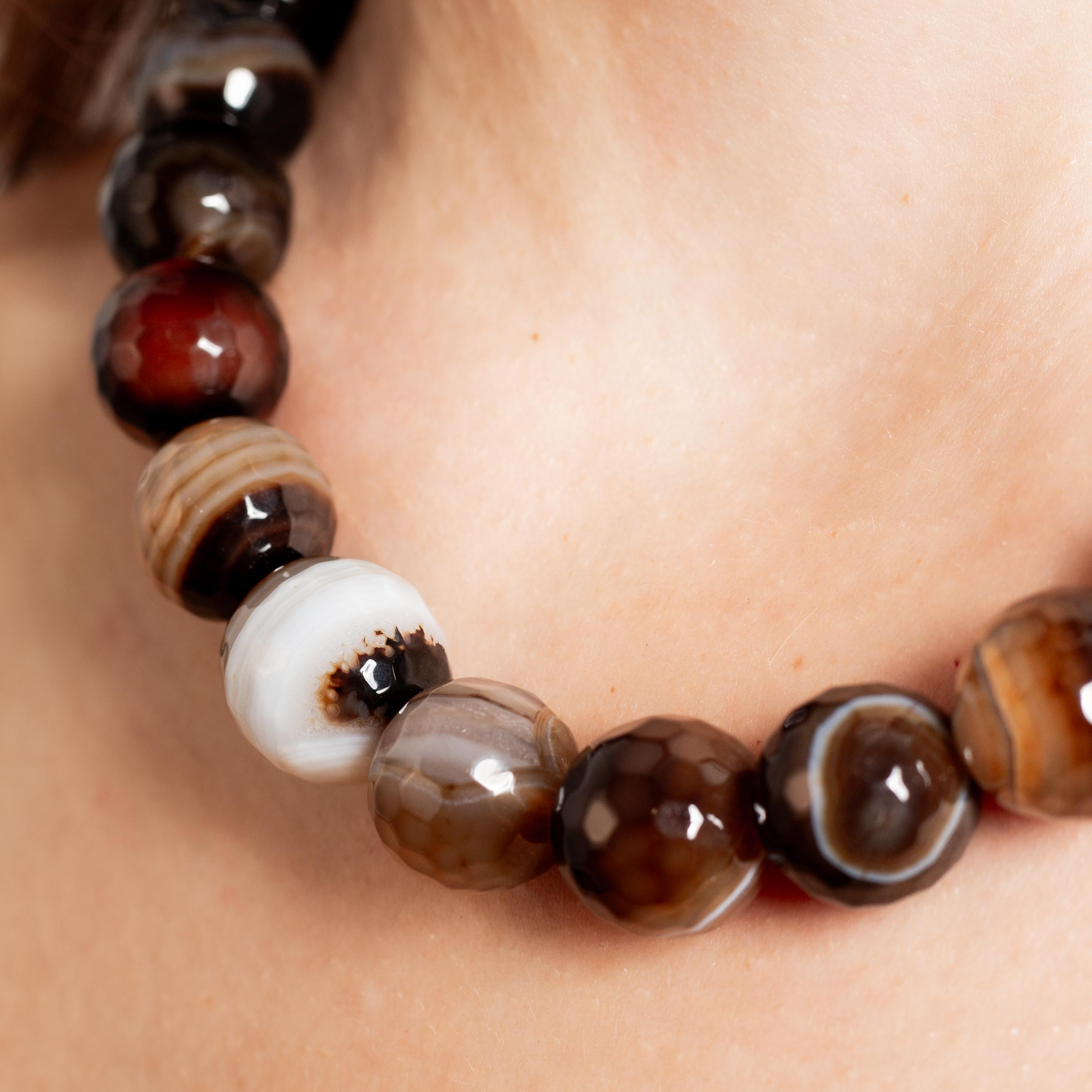 Agate Necklace - 45cm15mm (Faset)