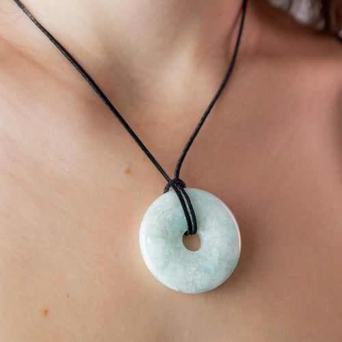 Amazonite Donut Pendant - 4cm