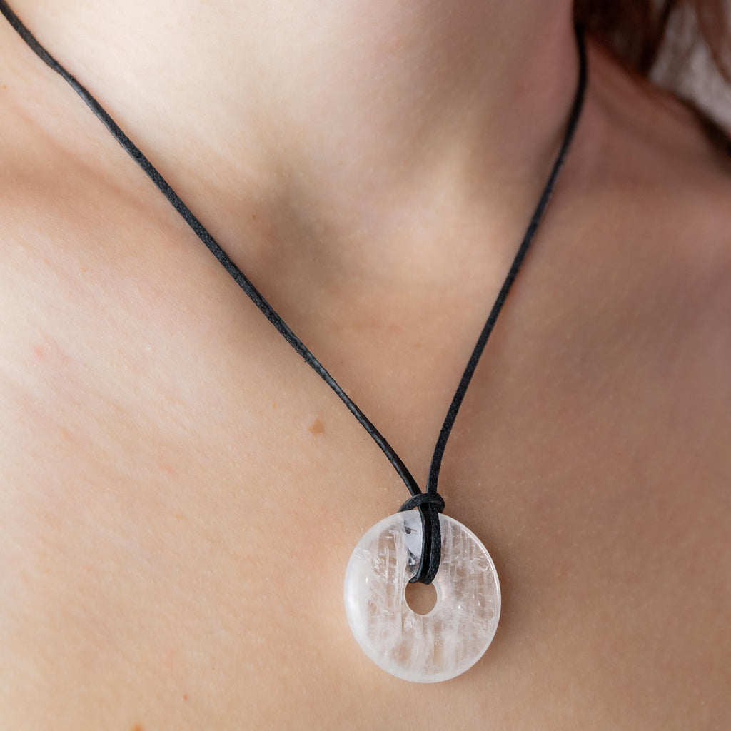 Clear Quartz Donut Pendant - 3cm