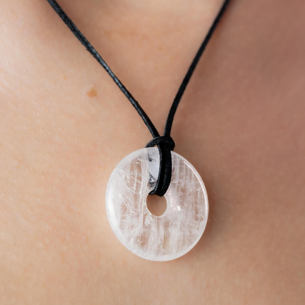 Clear Quartz Donut Pendant - 3cm