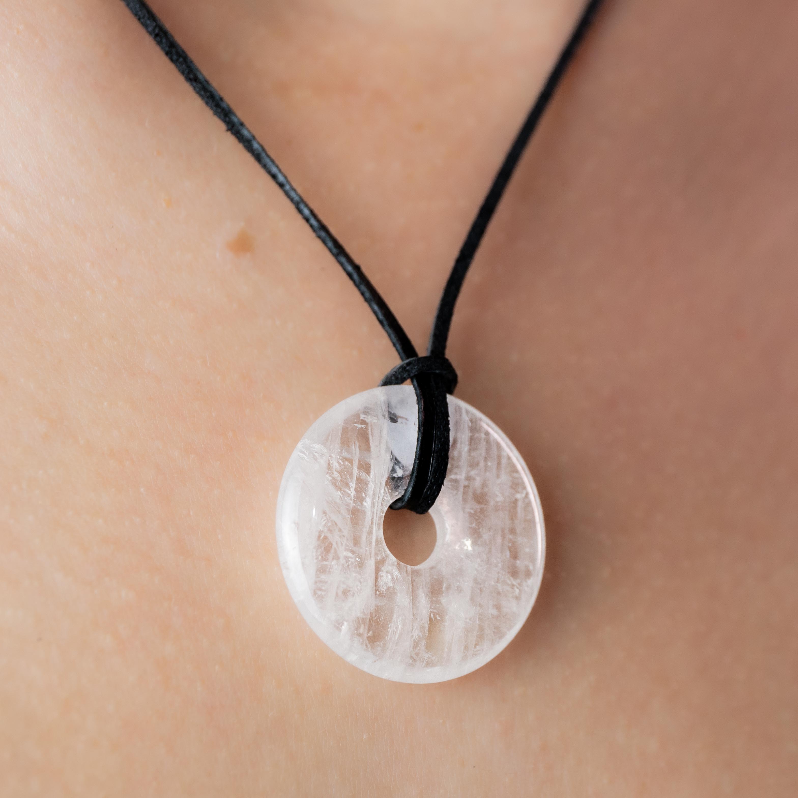 Clear Quartz Donut Pendant - 3cm