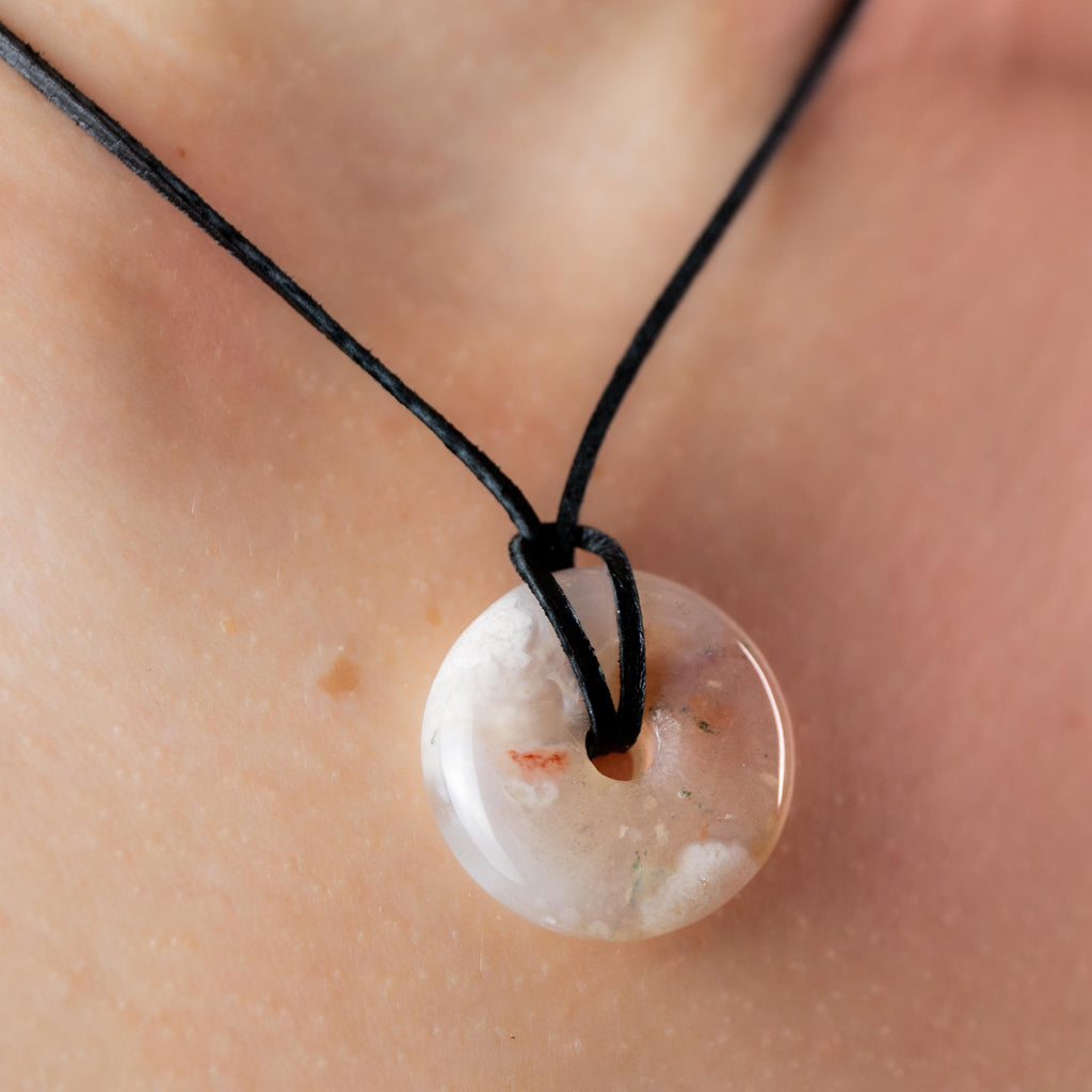 Sakura Agate Donut Pendant - 2.5cm