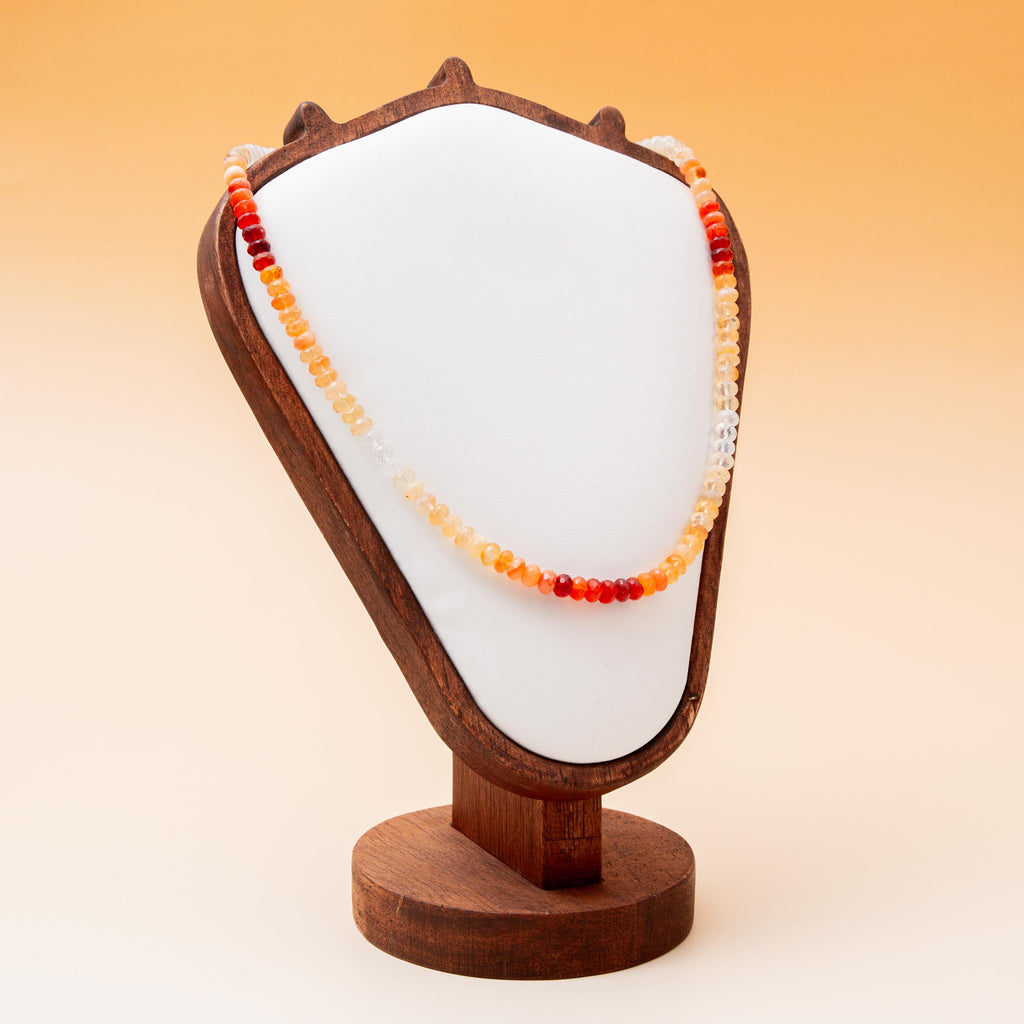 Fire Opal Necklace - 6mm/43-48cm (Facet)
