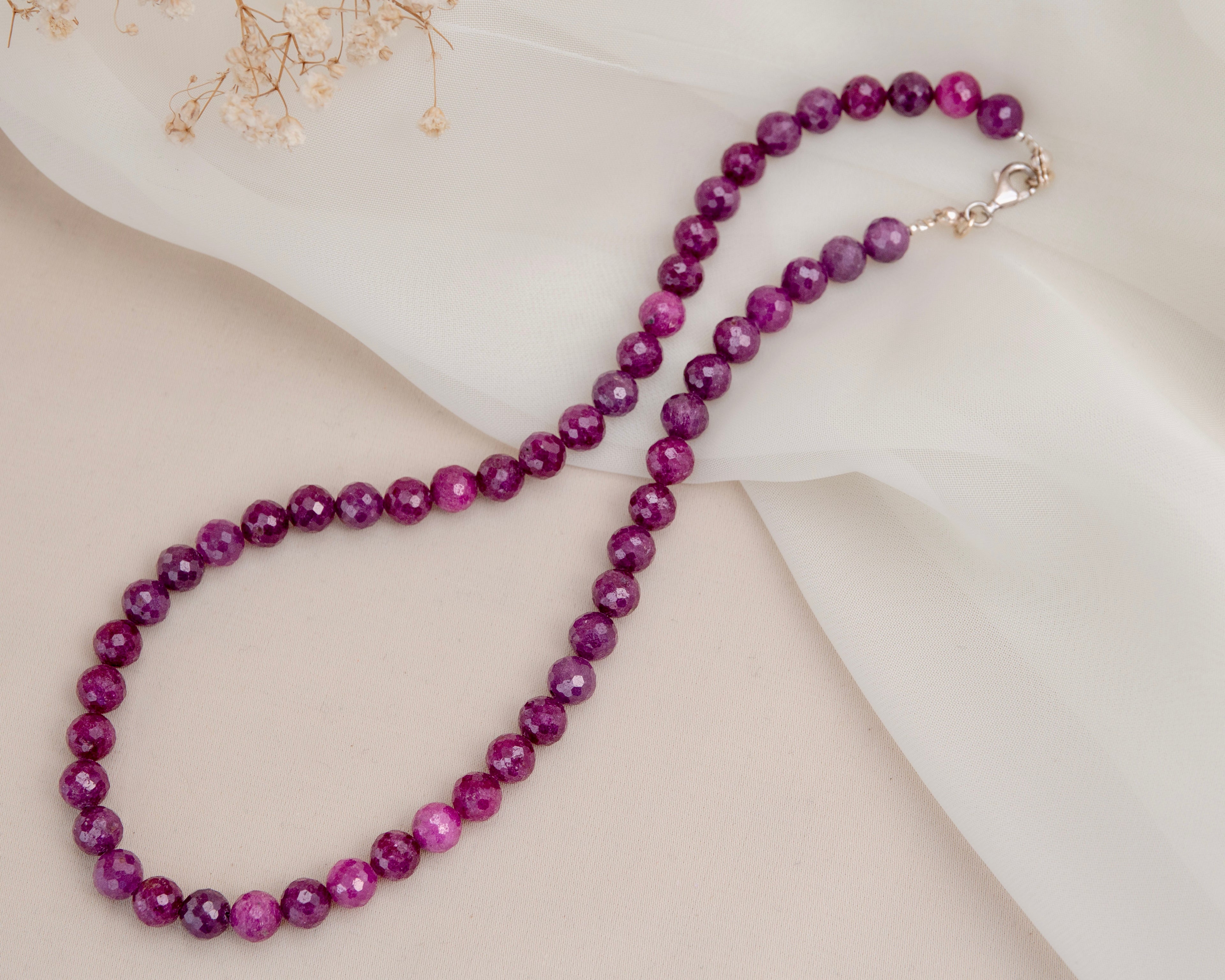 Necklace Ruby Facet 42cm