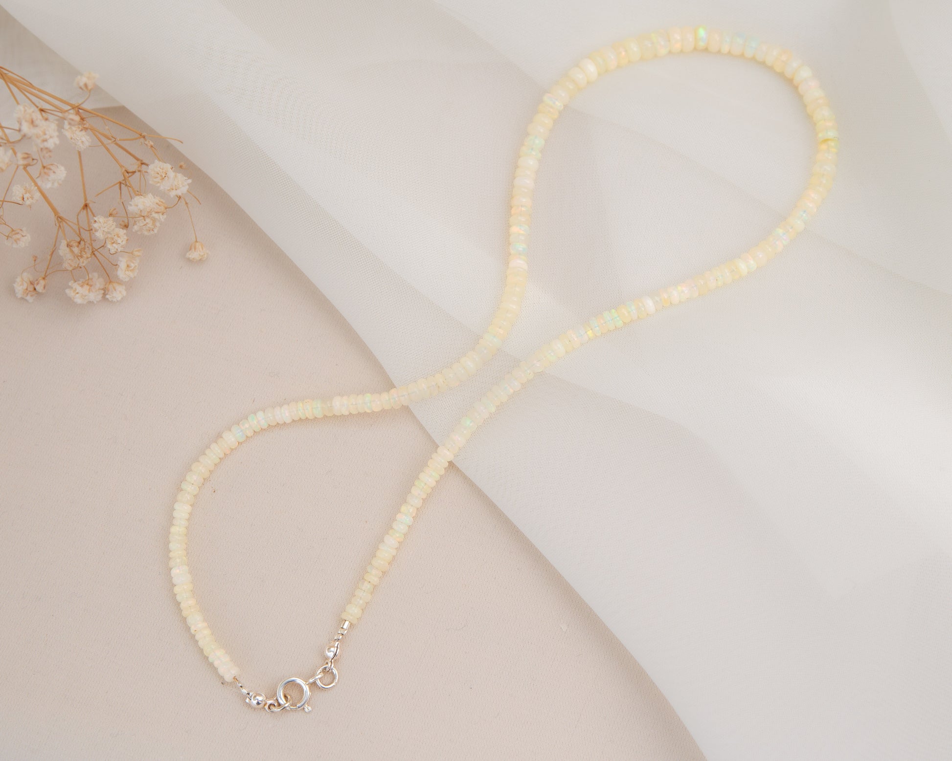 Necklace White Opal - 45cm